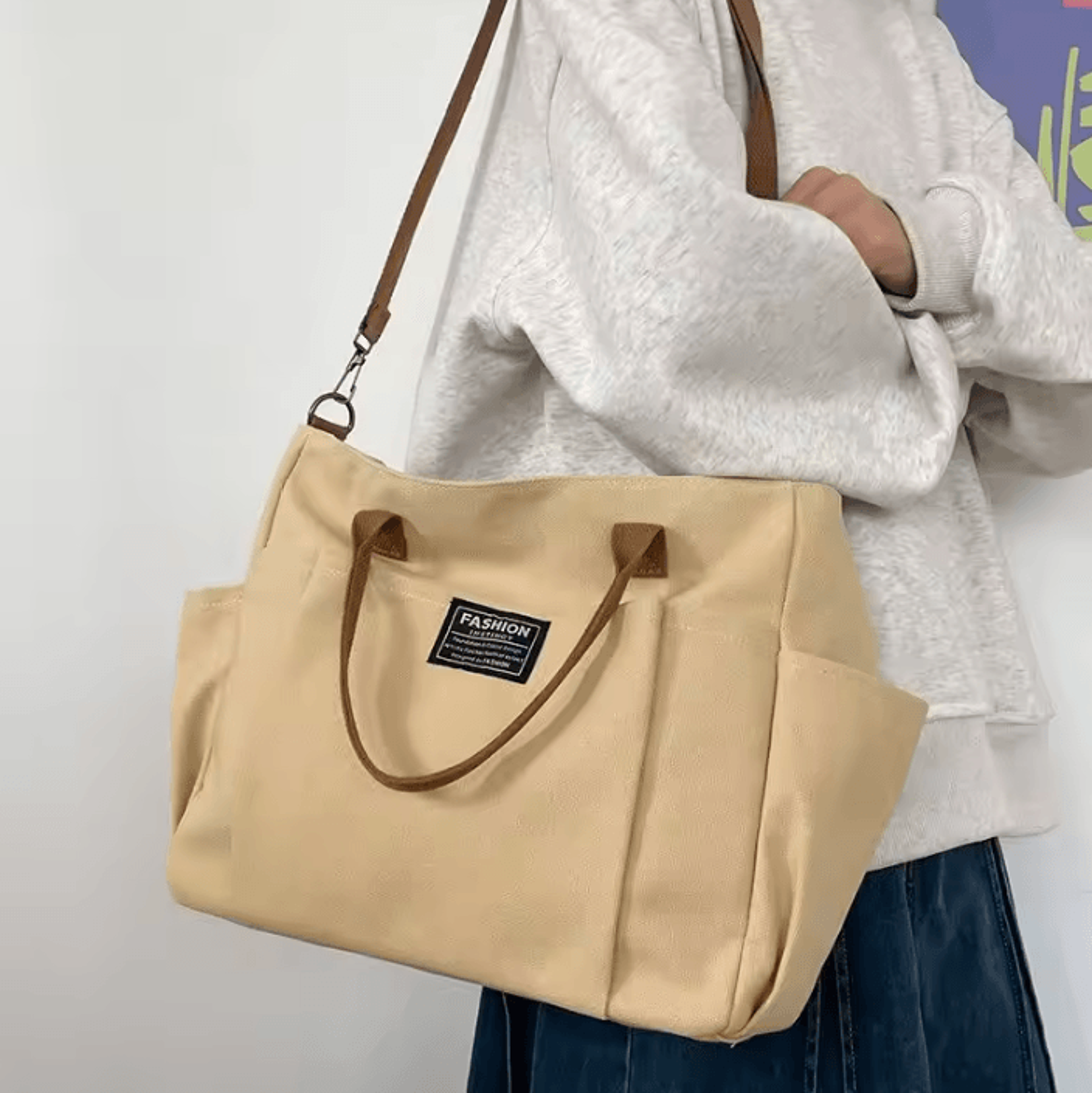 urbancarry extra wide canvas tote and crossbody work bag