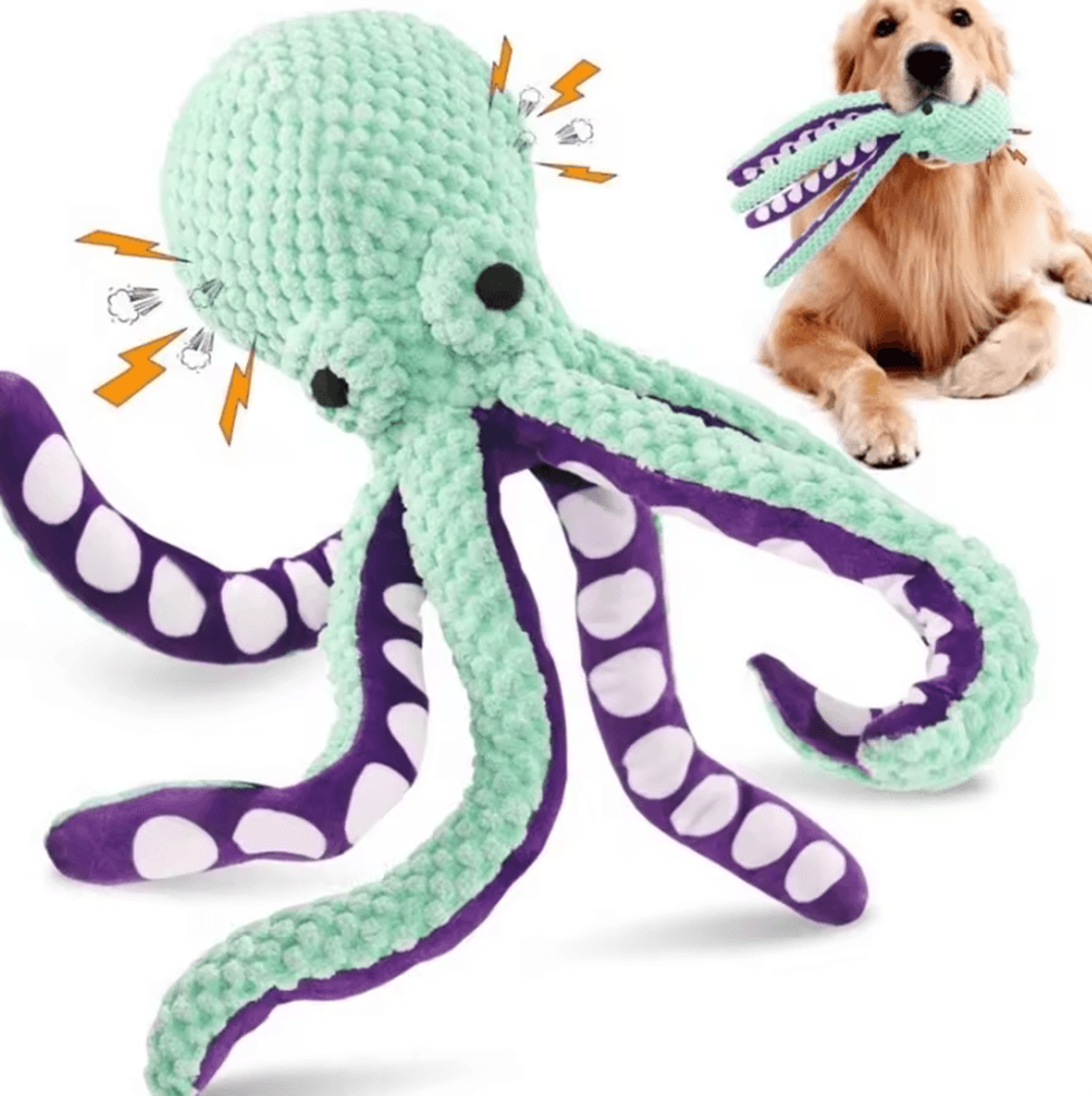 octobuddy interactive squeaky plush dog toy