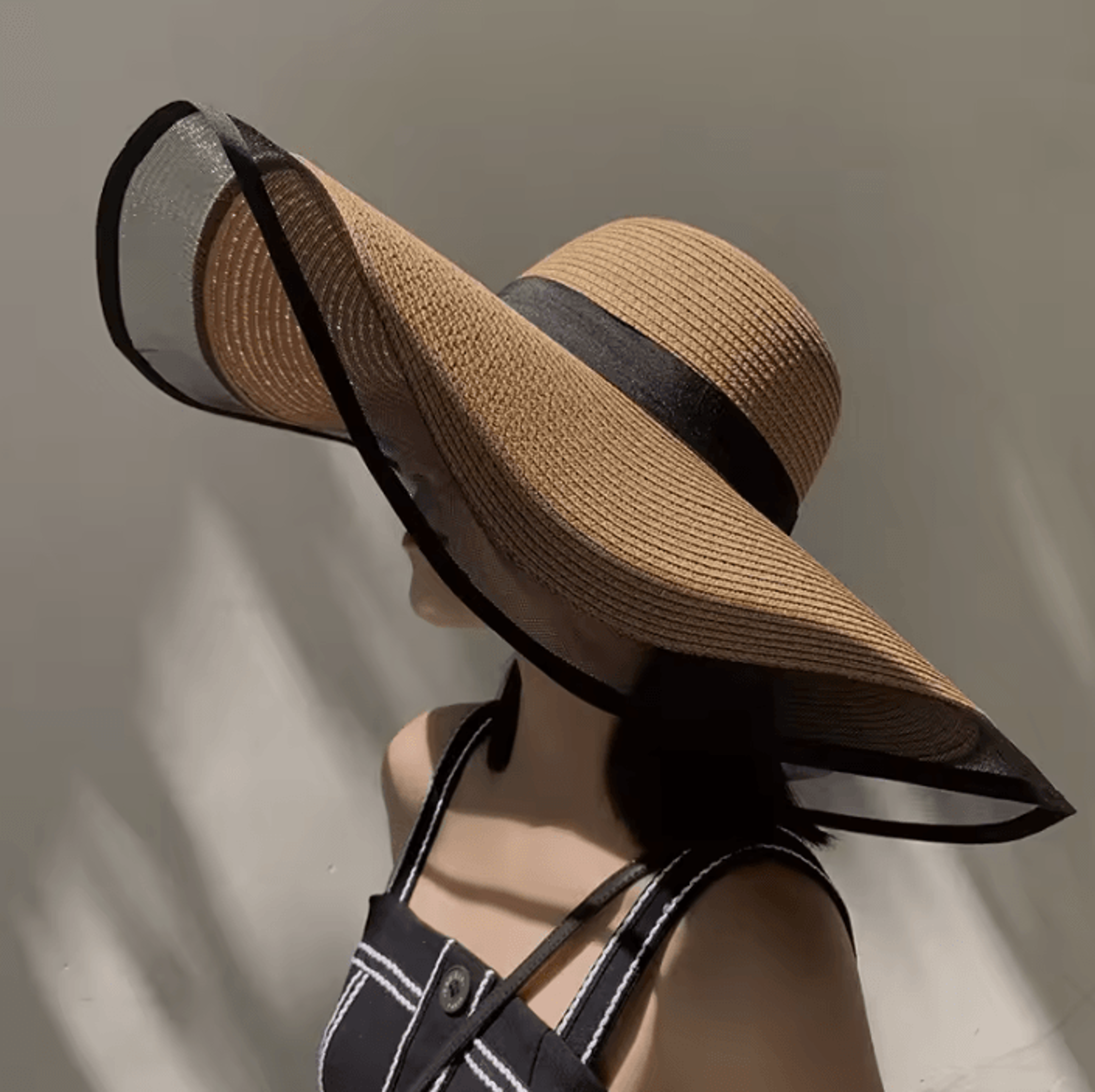 coastal wave foldable wide brim straw sun hat