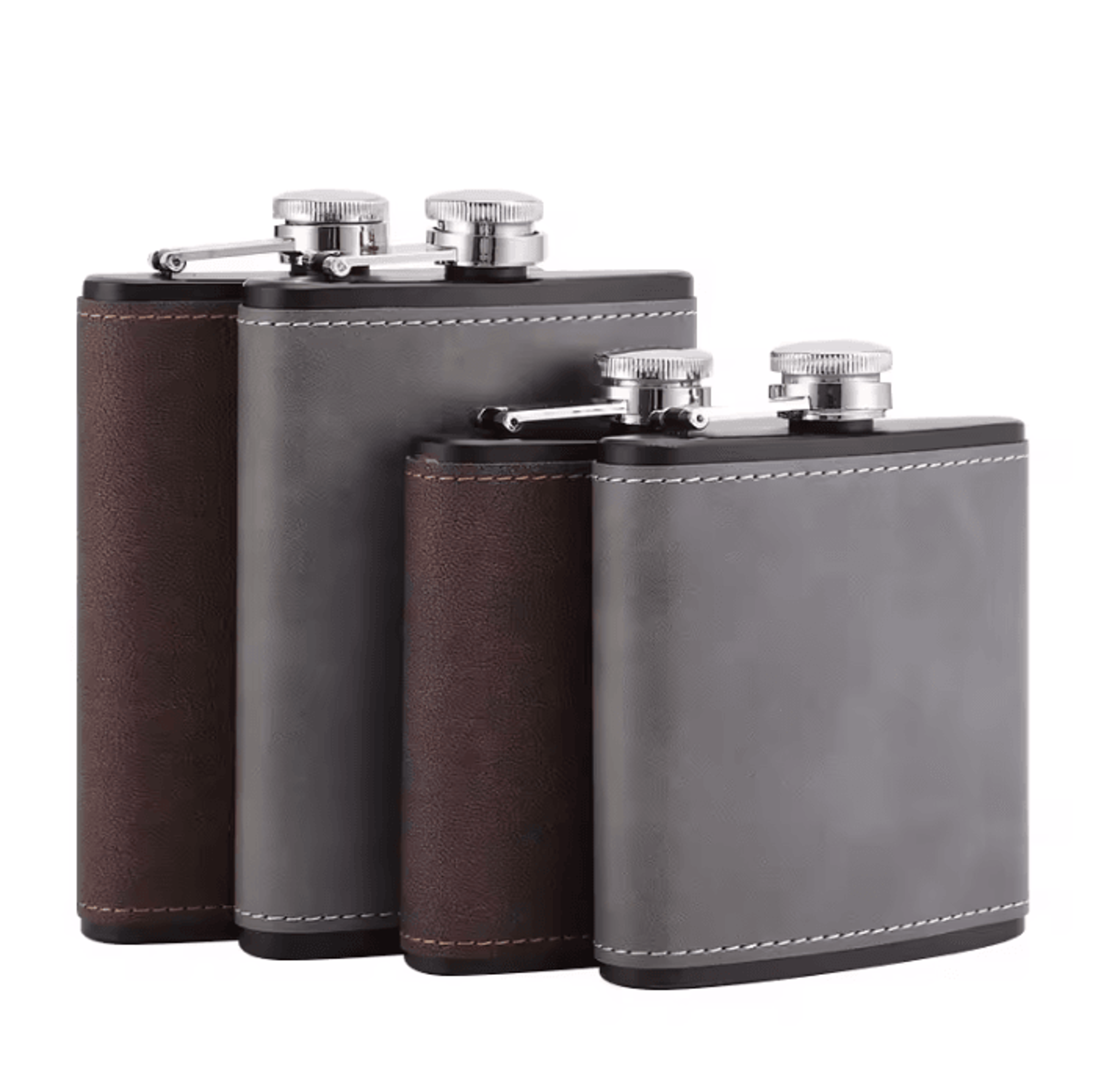 heritagepour leather wrapped stainless steel hip flask