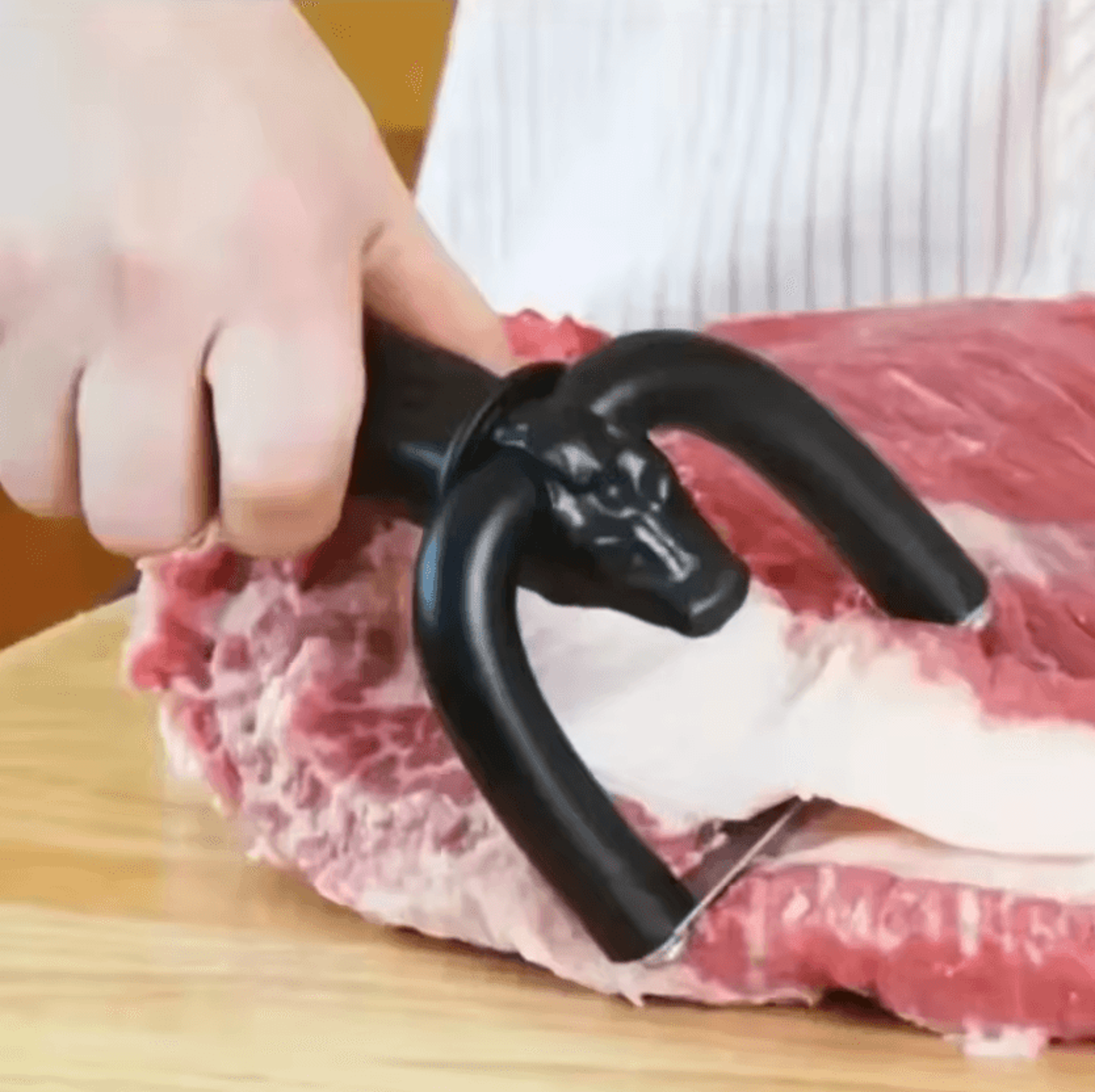 handheld meat fat trimmer and beef slicer for easy bbq preparation