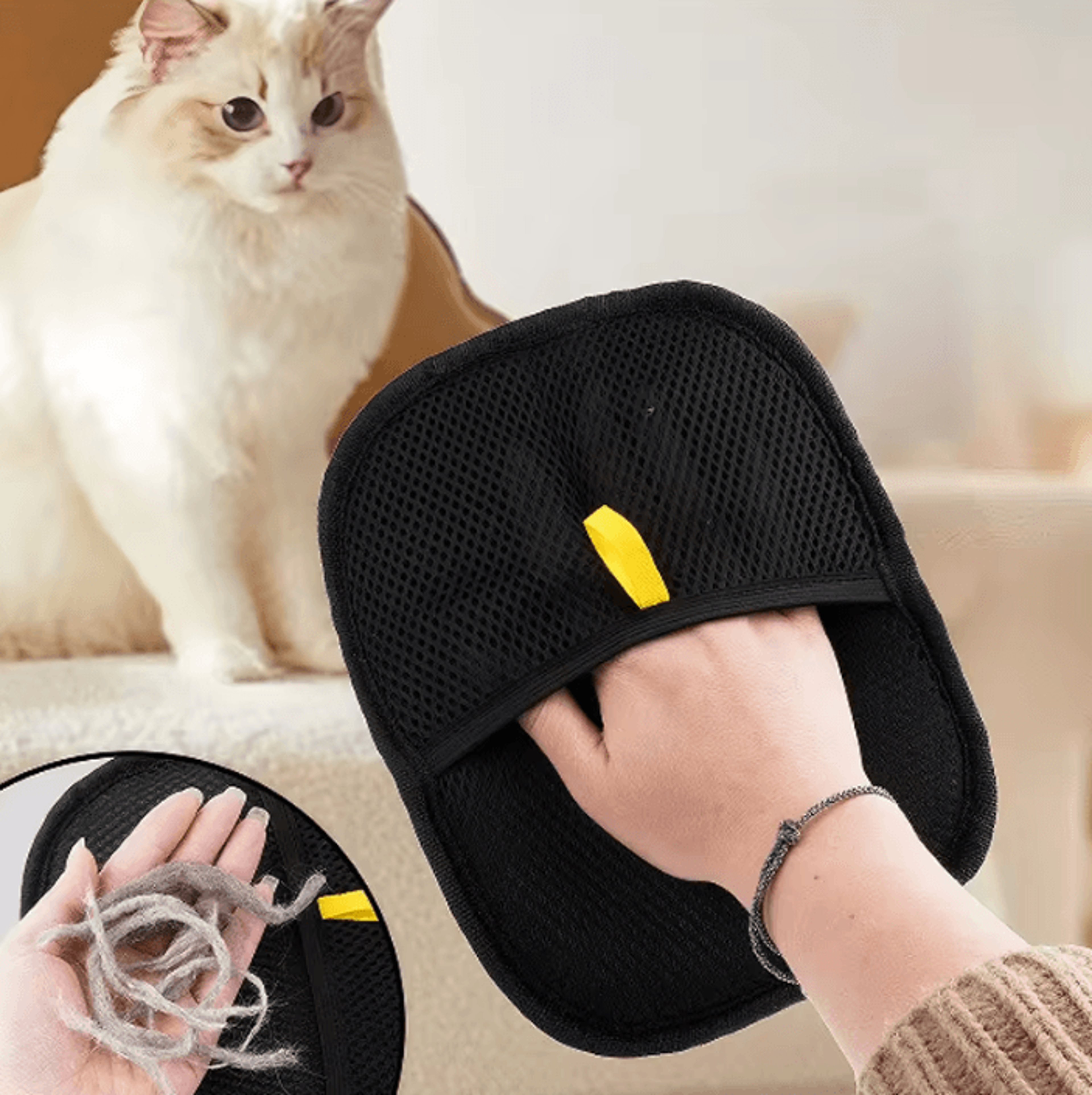 fursweep static pet hair remover glove for dogs, cats and furniture