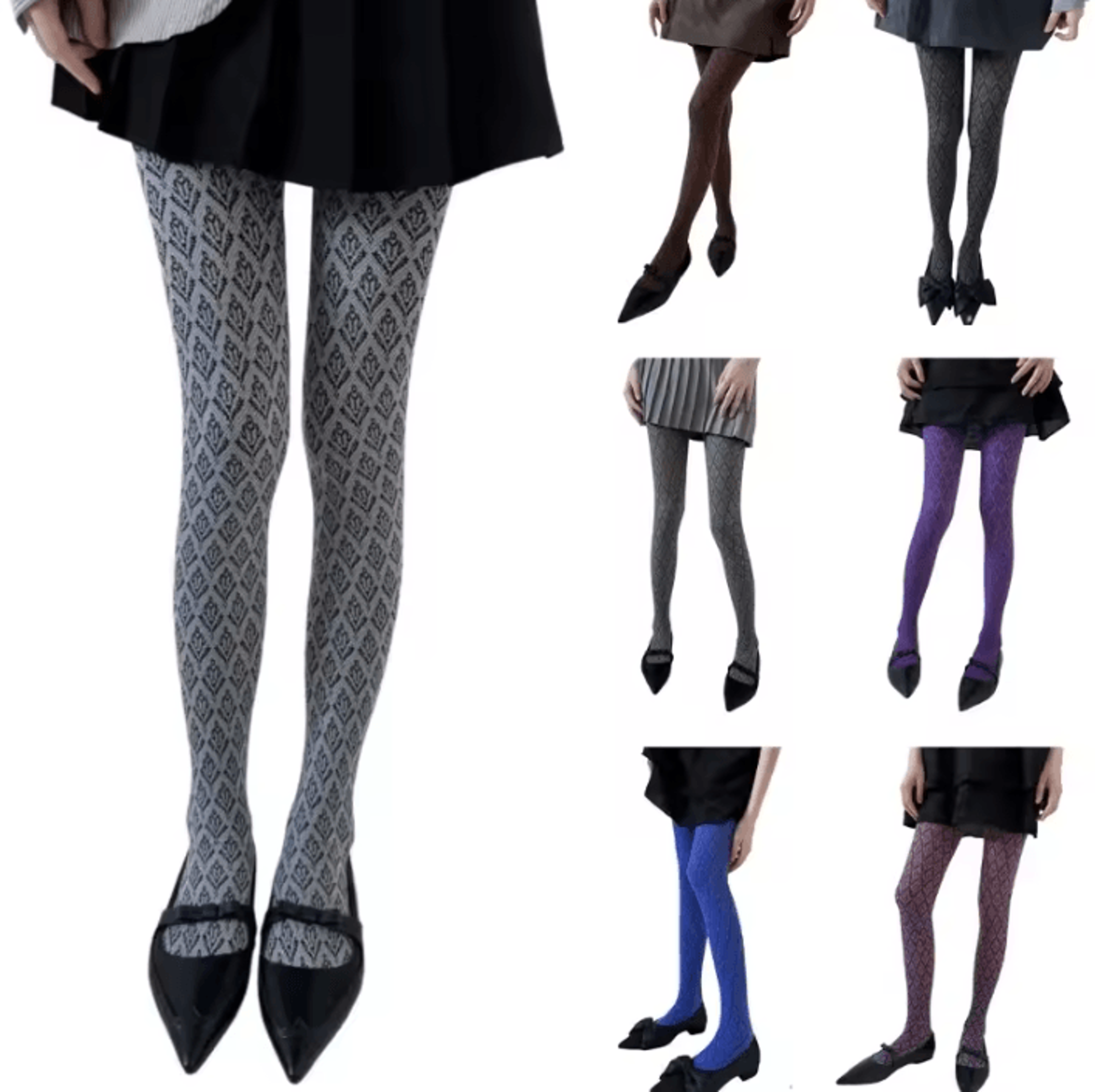 vintagebloom dark floral jacquard tights for women with elegant japanese-inspired design