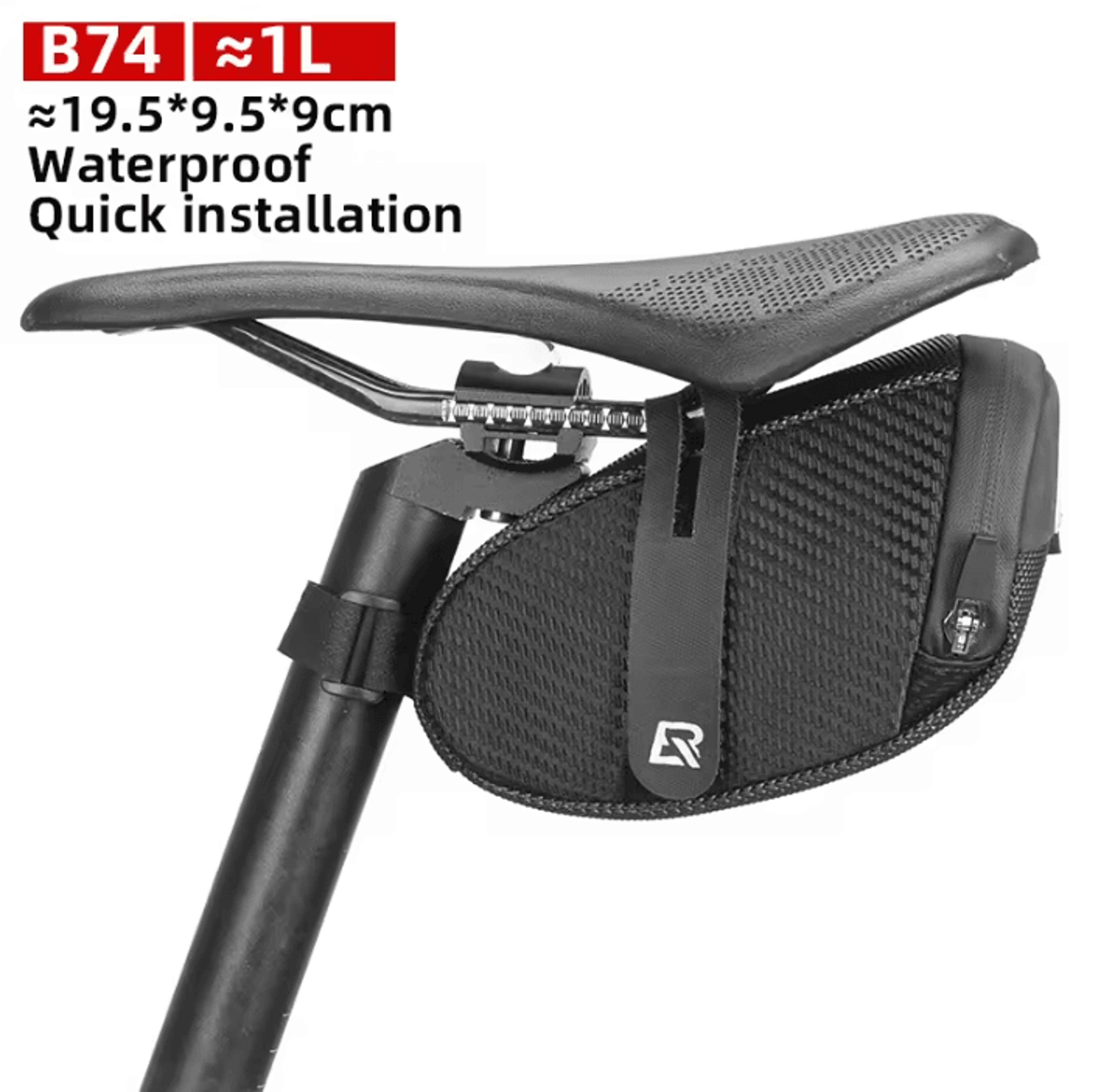 rockbros 3d shell bicycle saddle bag with rainproof reflective design