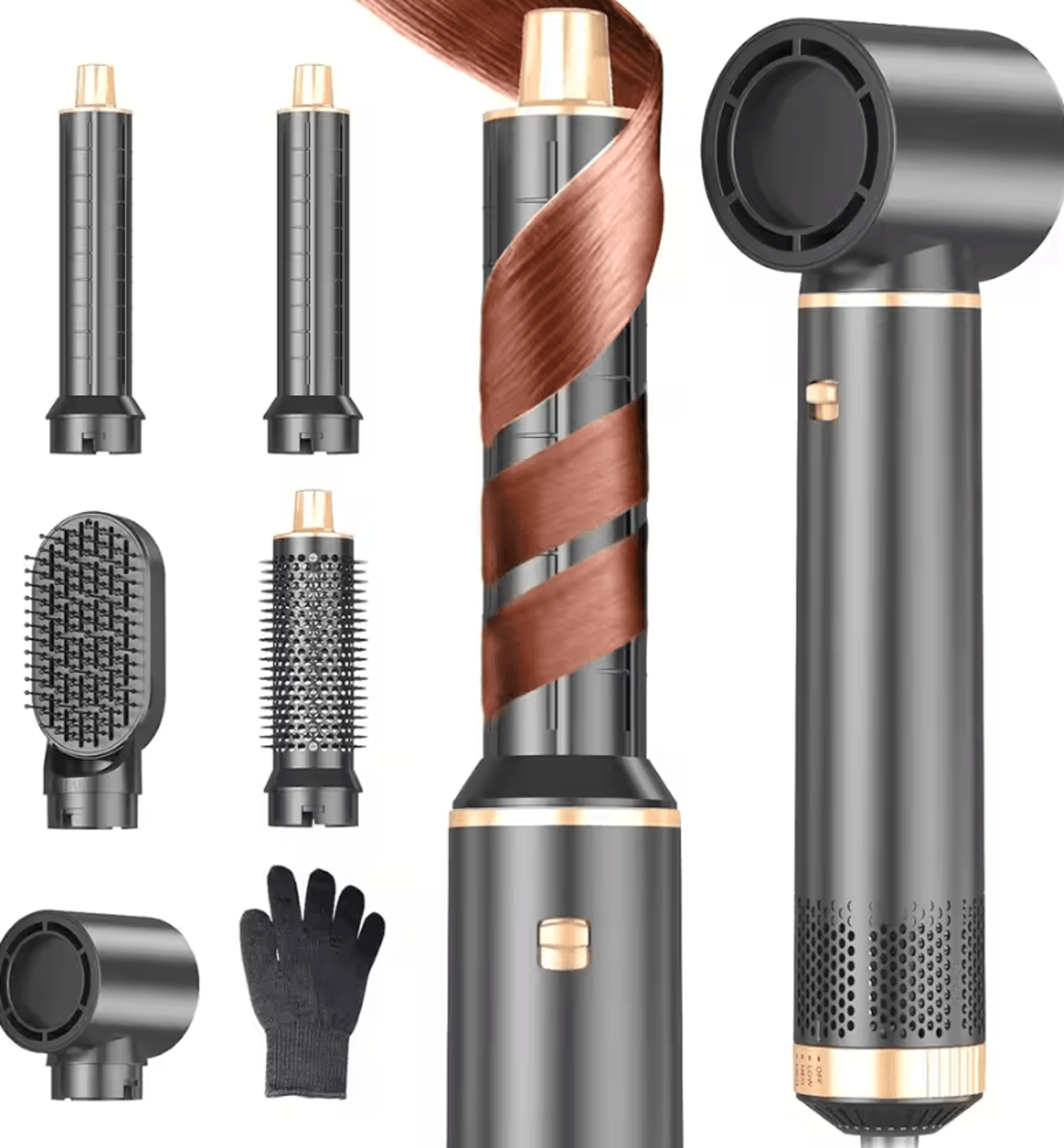 airglam 5-in-1 hot air hair dryer brush with negative ion styling technology