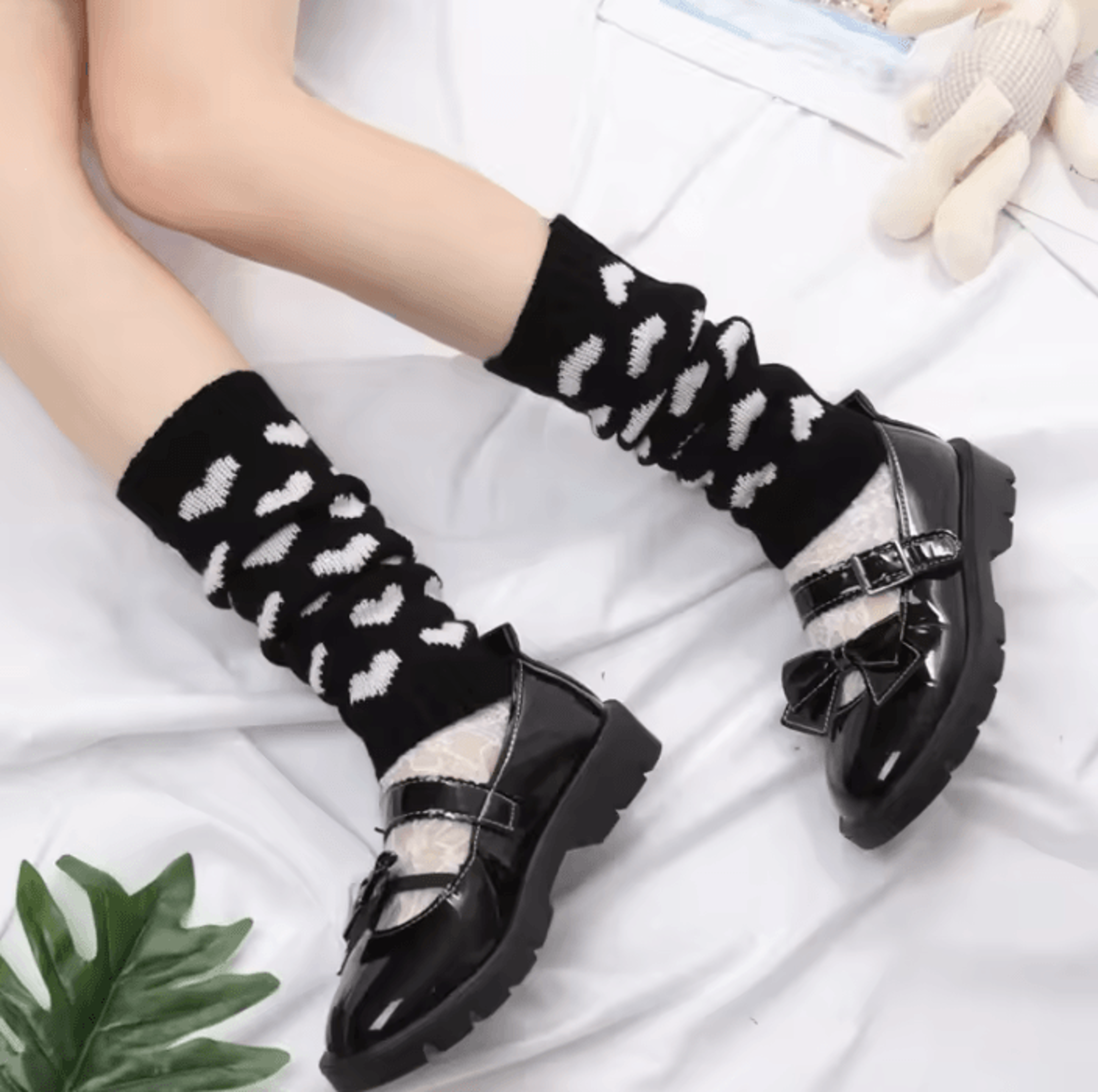 heartknit y2k lolita leg warmers for women with cute heart design