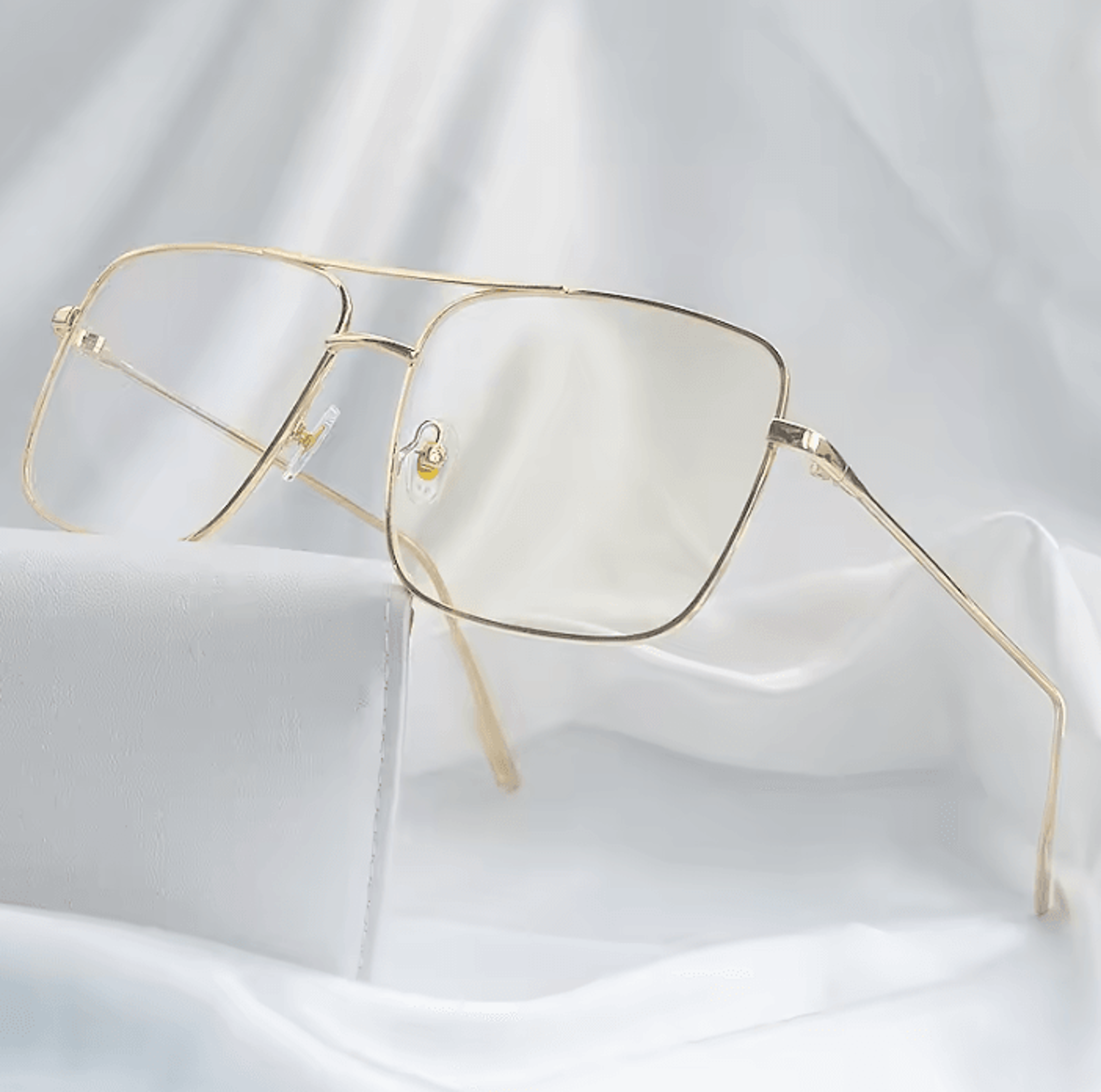 goldenera oversized square metal eyeglasses with vintage gold frame