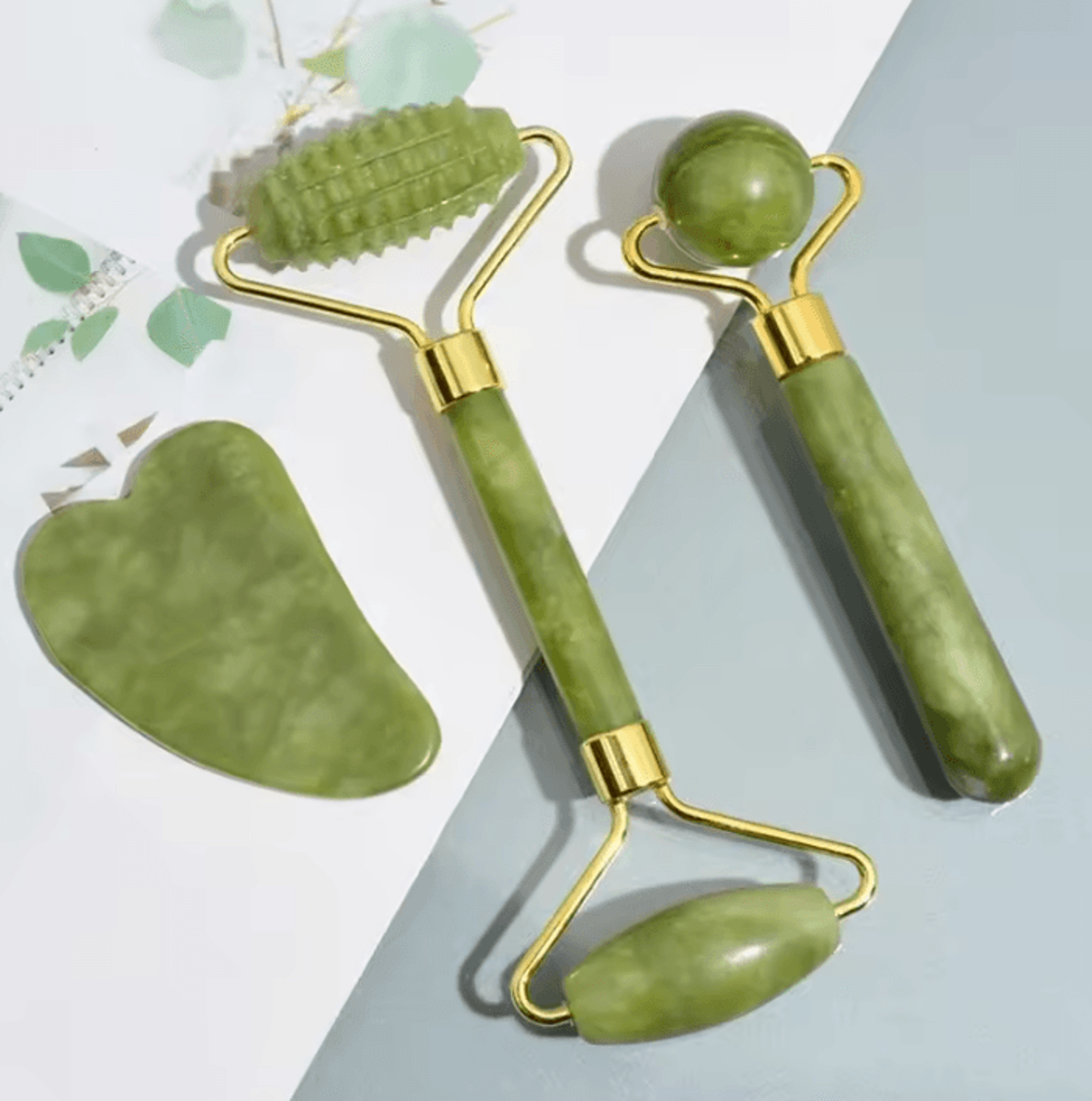 jadeserenity natural stone facial roller and gua sha massager for face and neck