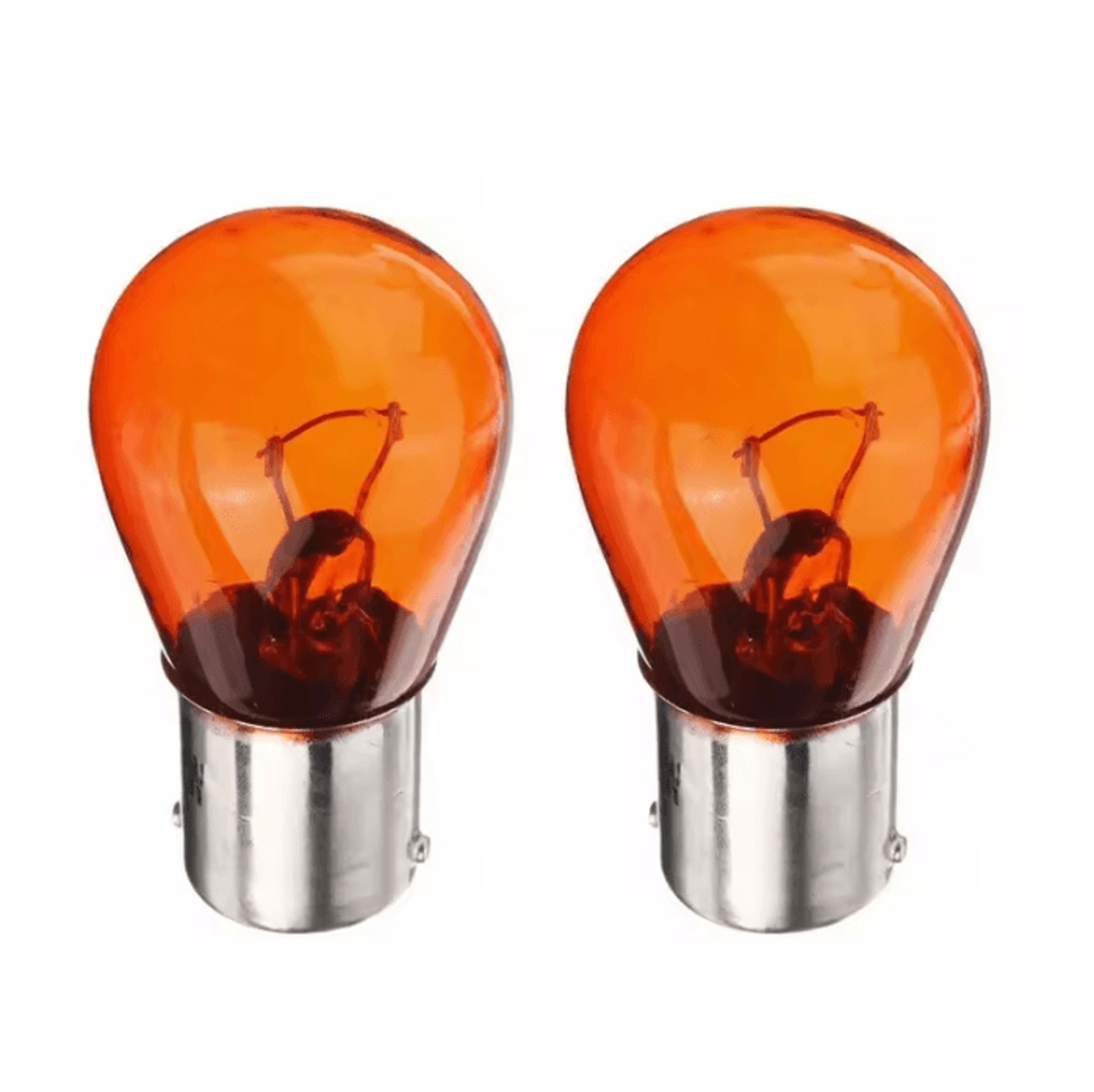AmberGlow 2Piece P21W 1156 BA15S Amber Halogen Turn Signal Bulbs For Cars And Scooters 1