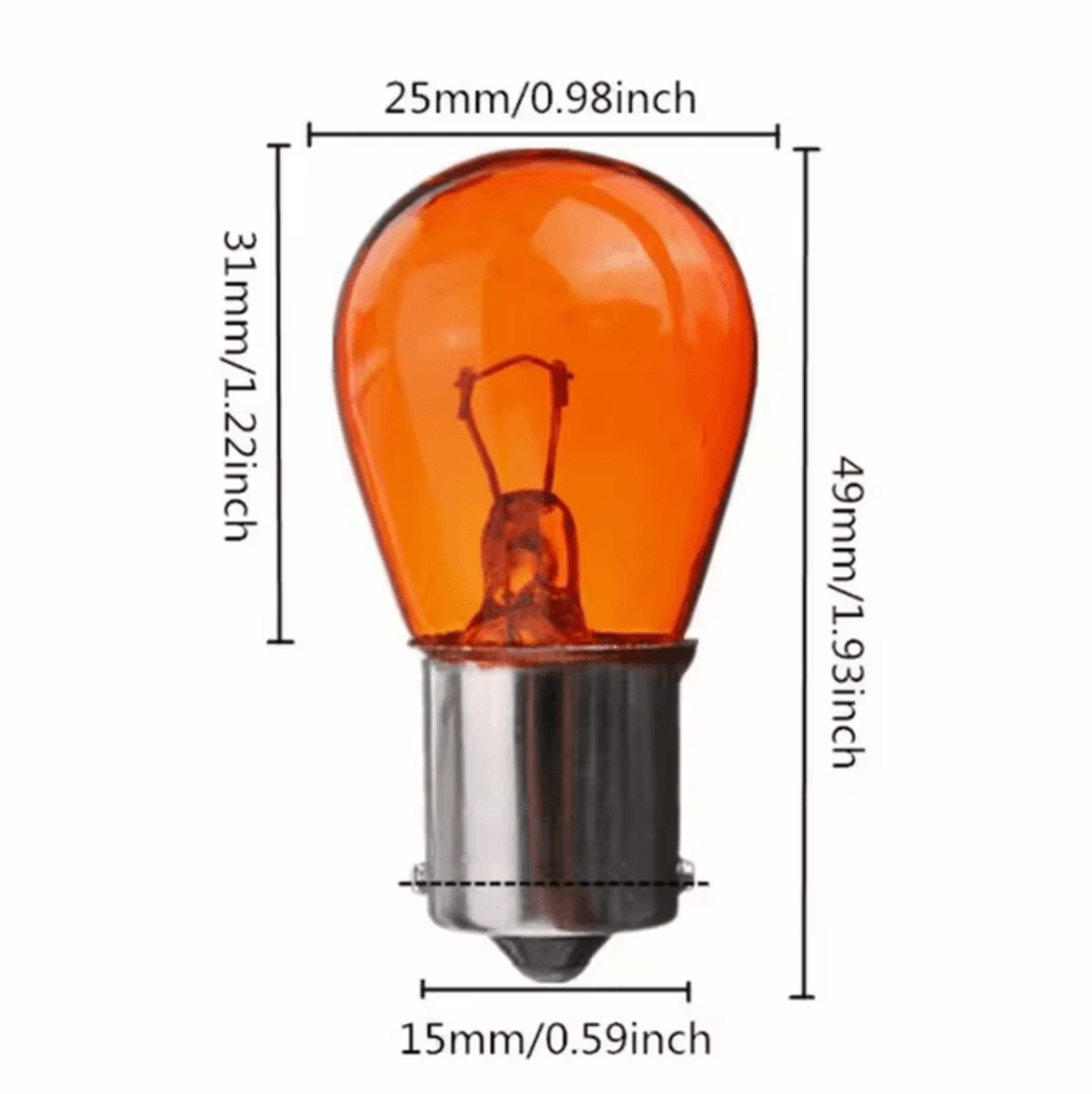 AmberGlow 2Piece P21W 1156 BA15S Amber Halogen Turn Signal Bulbs For Cars And Scooters 3