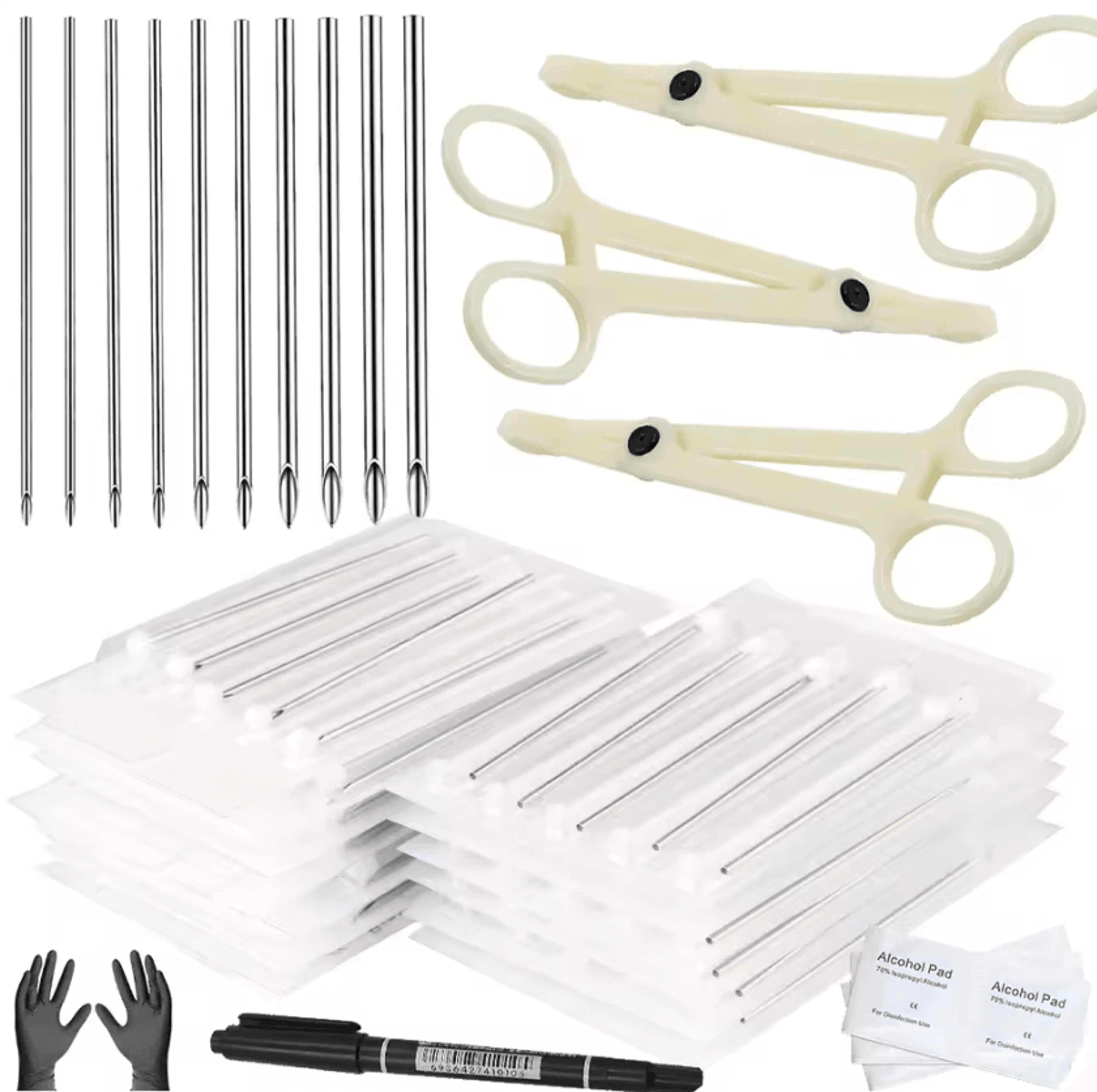 pierceready professional disposable body piercing kit with needles and clamps