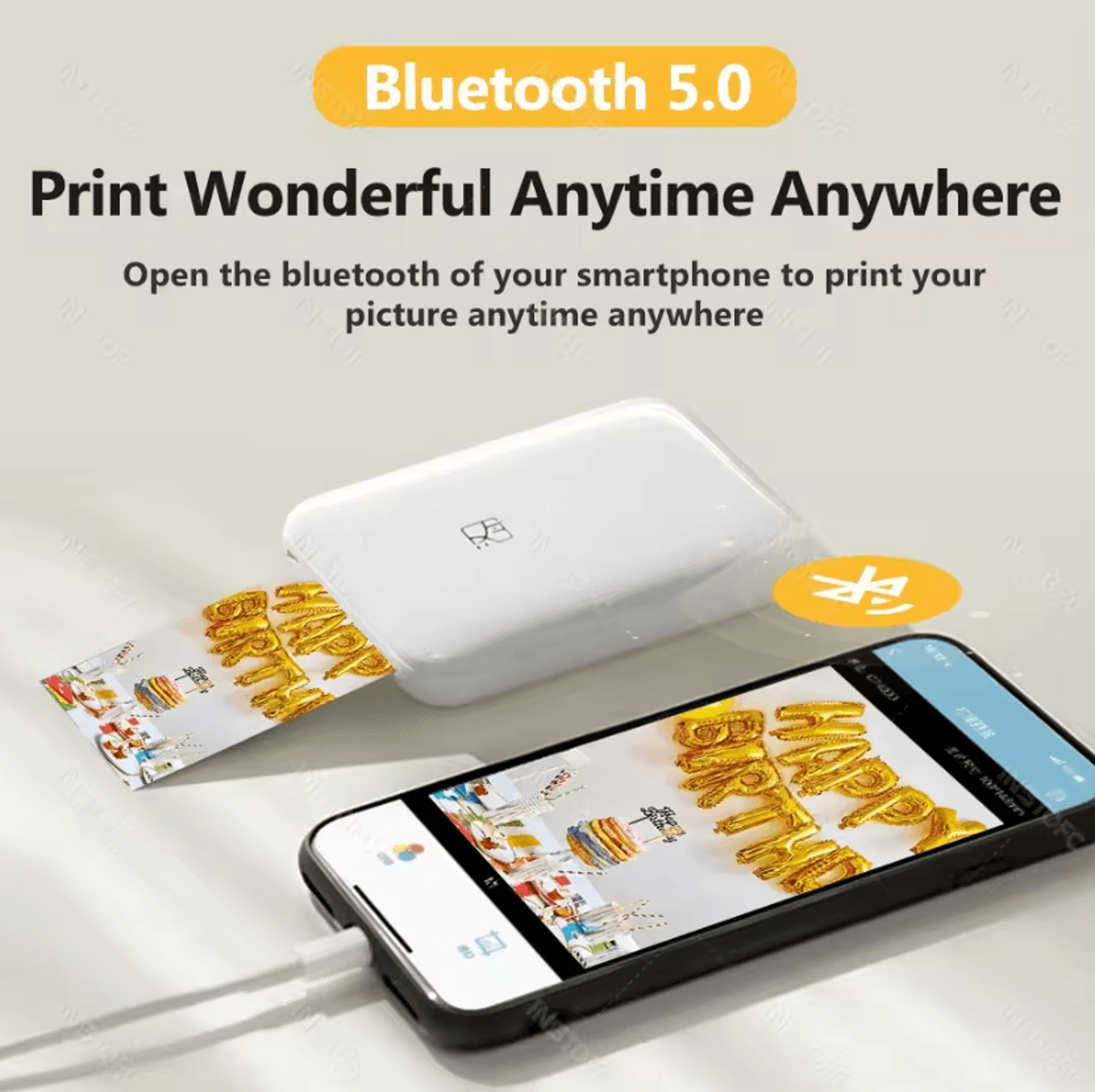 hprt mt53 colorsnap mini bluetooth photo printer with 2x3 inch sticky-back prints