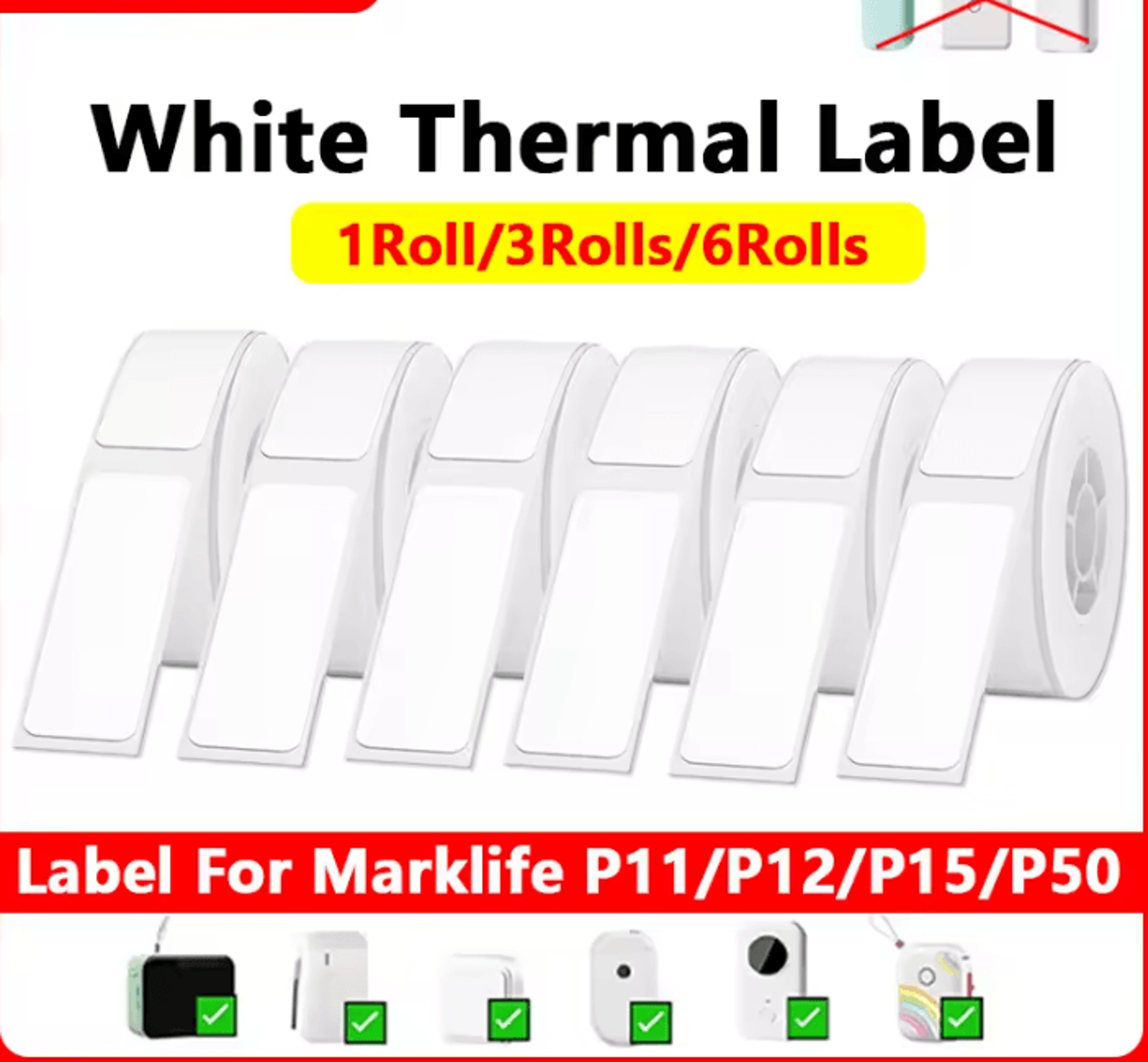 marklife white thermal label stickers self-adhesive printer paper for p15 p12 p11 d30 q30
