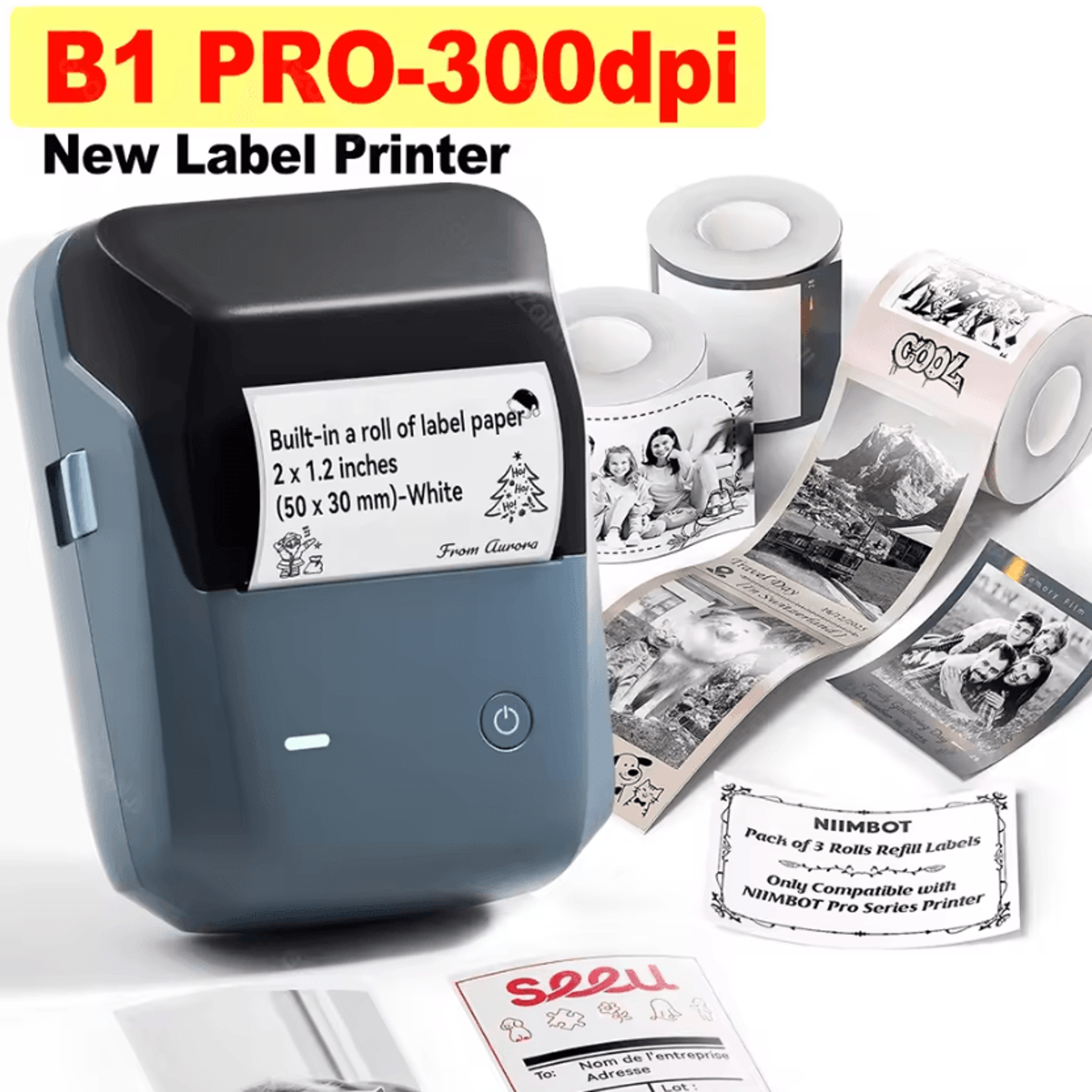 niimbot b1 pro 300dpi bluetooth thermal label printer portable wireless sticker maker