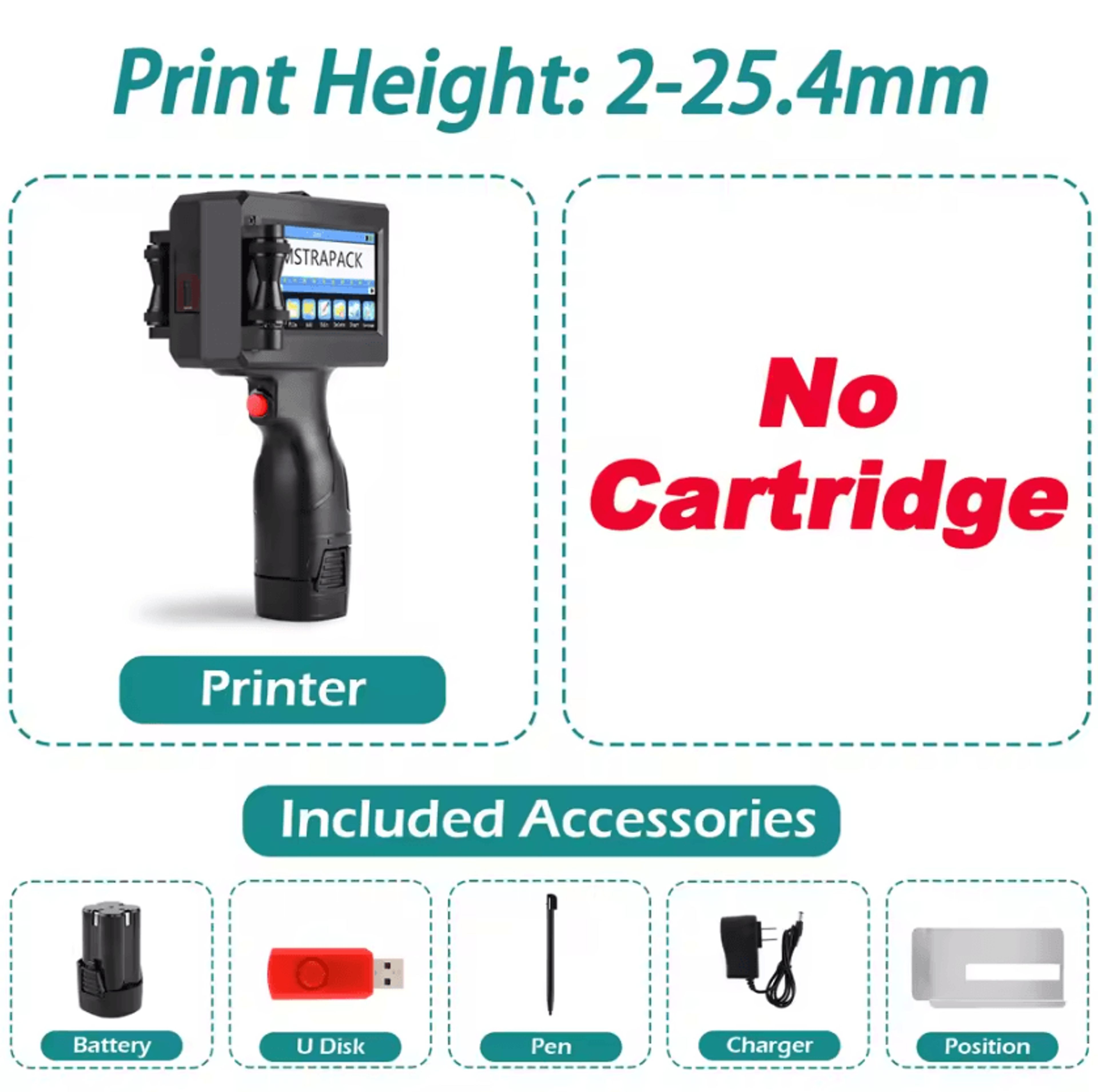 127mm Handheld Inkjet Printer With FastDrying Ink For Batch Date Barcode And Logo Printing 8