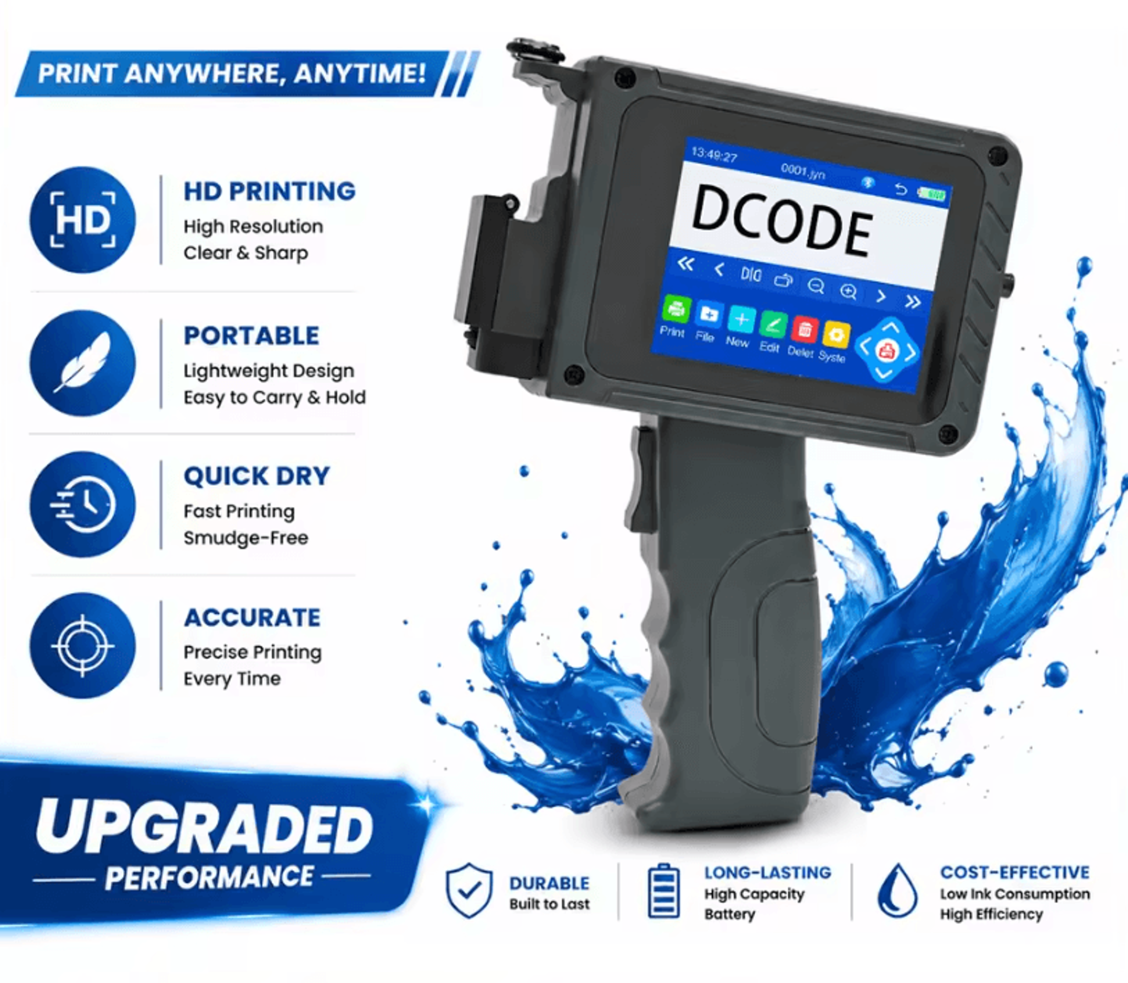 dcode dc15 portable 12.7mm inkjet coding printer for qr codes barcodes logos and date marking