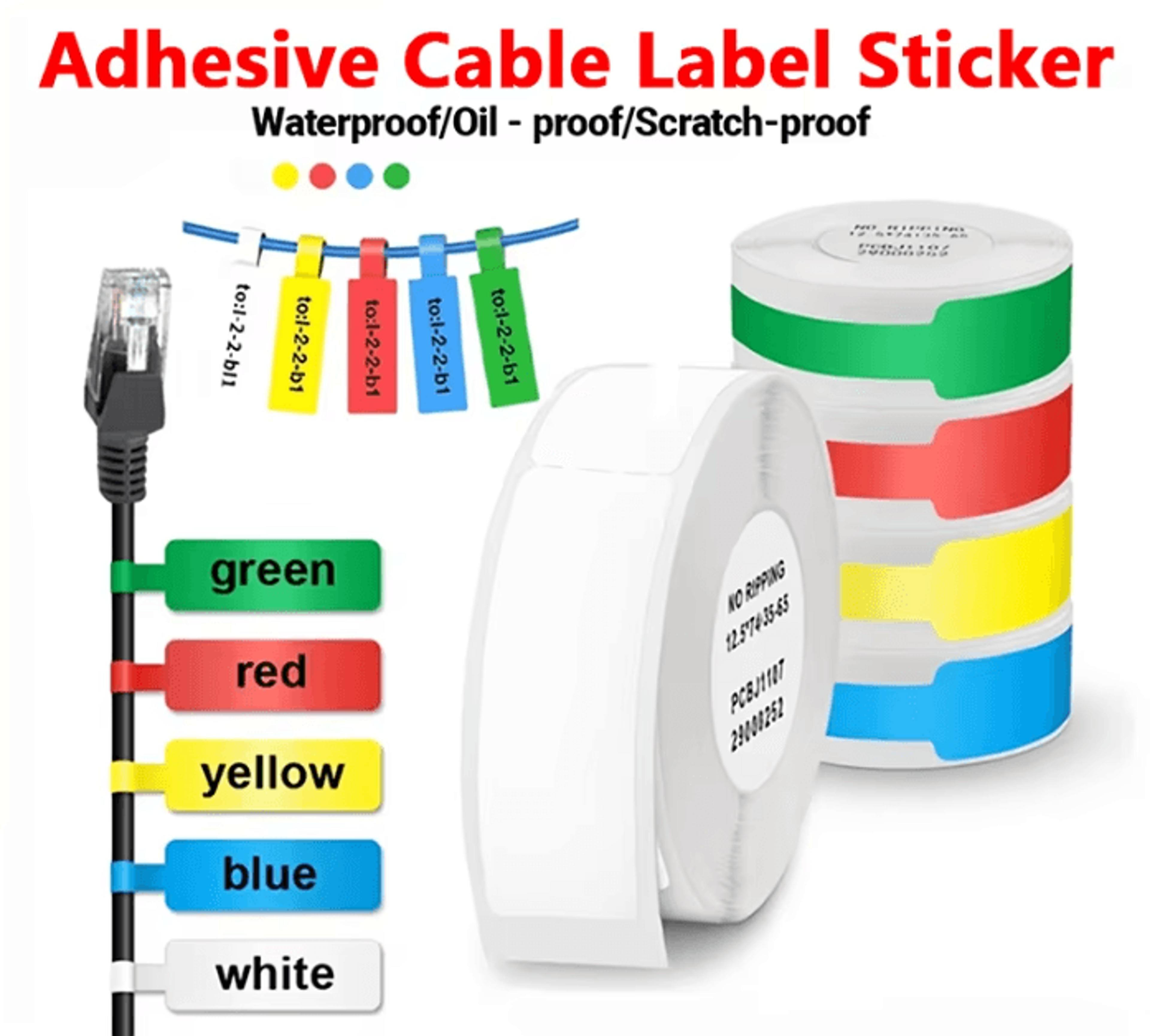 niimbot waterproof cable label stickers self-adhesive color thermal paper for d110 d101 d11