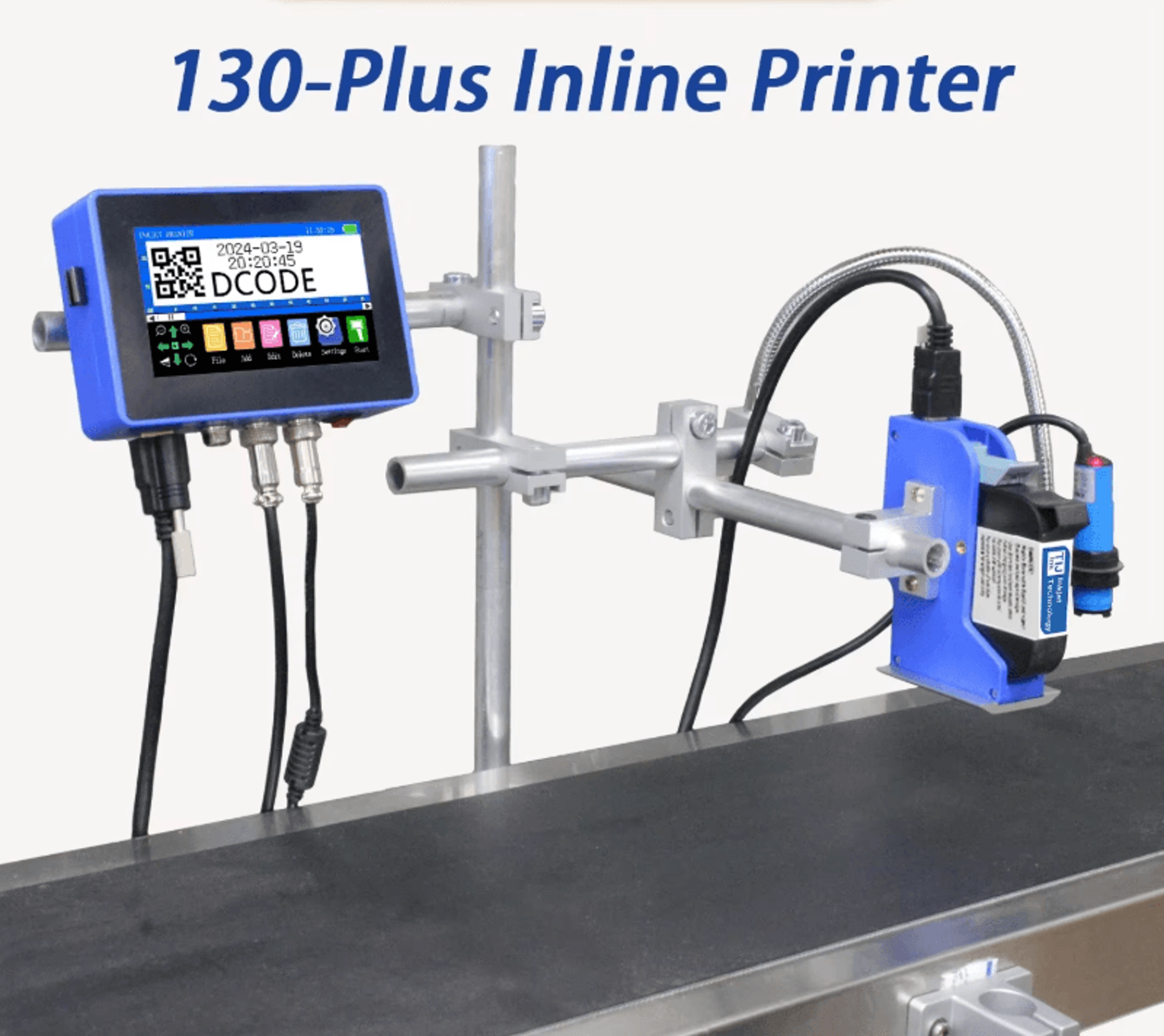 dcode 130plus industrial online inkjet printer 12.7mm 25.4mm qr barcode and batch coding machine