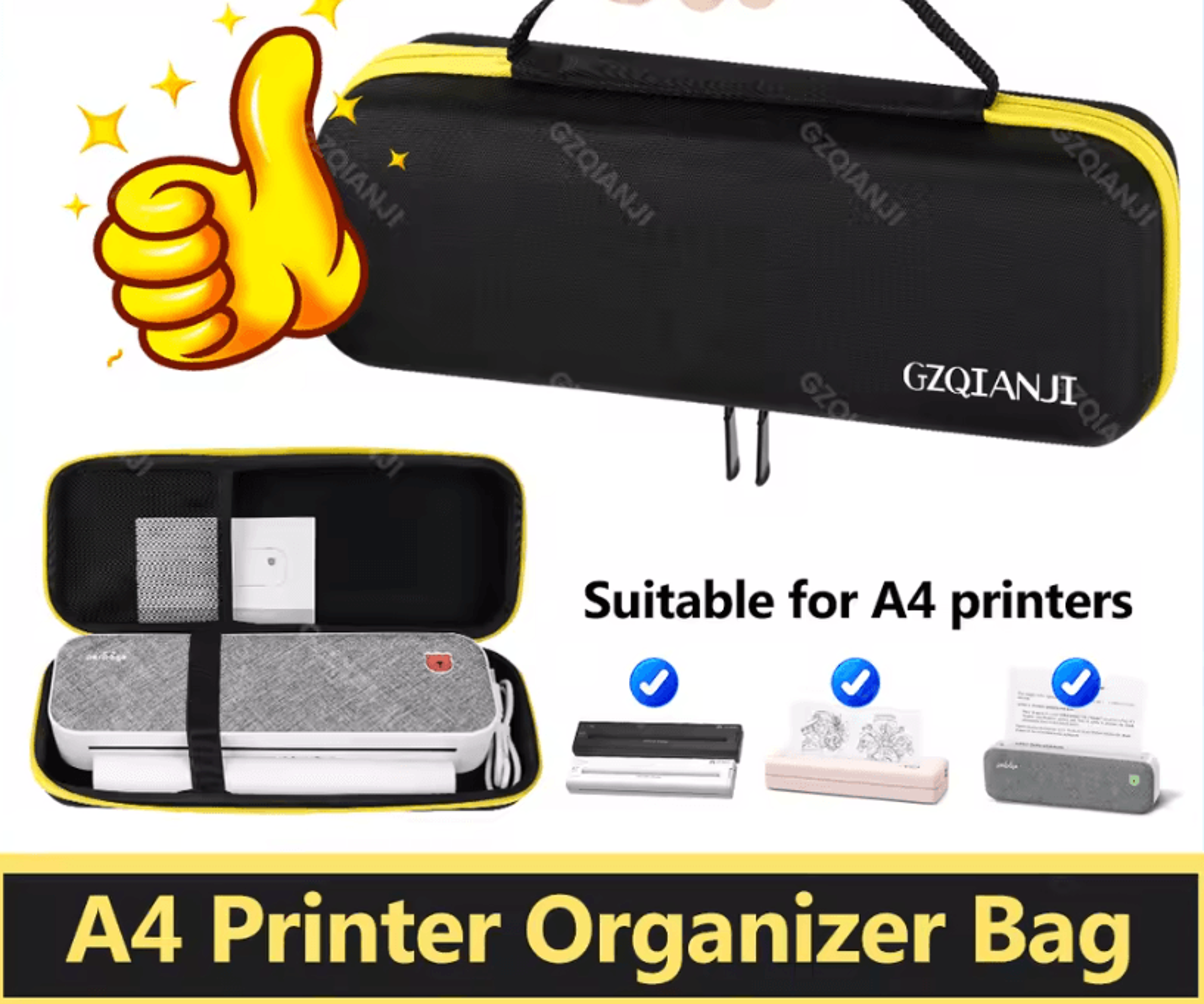 peripage a40 portable thermal printer carrying case protective zipper storage bag for printer and paper rolls