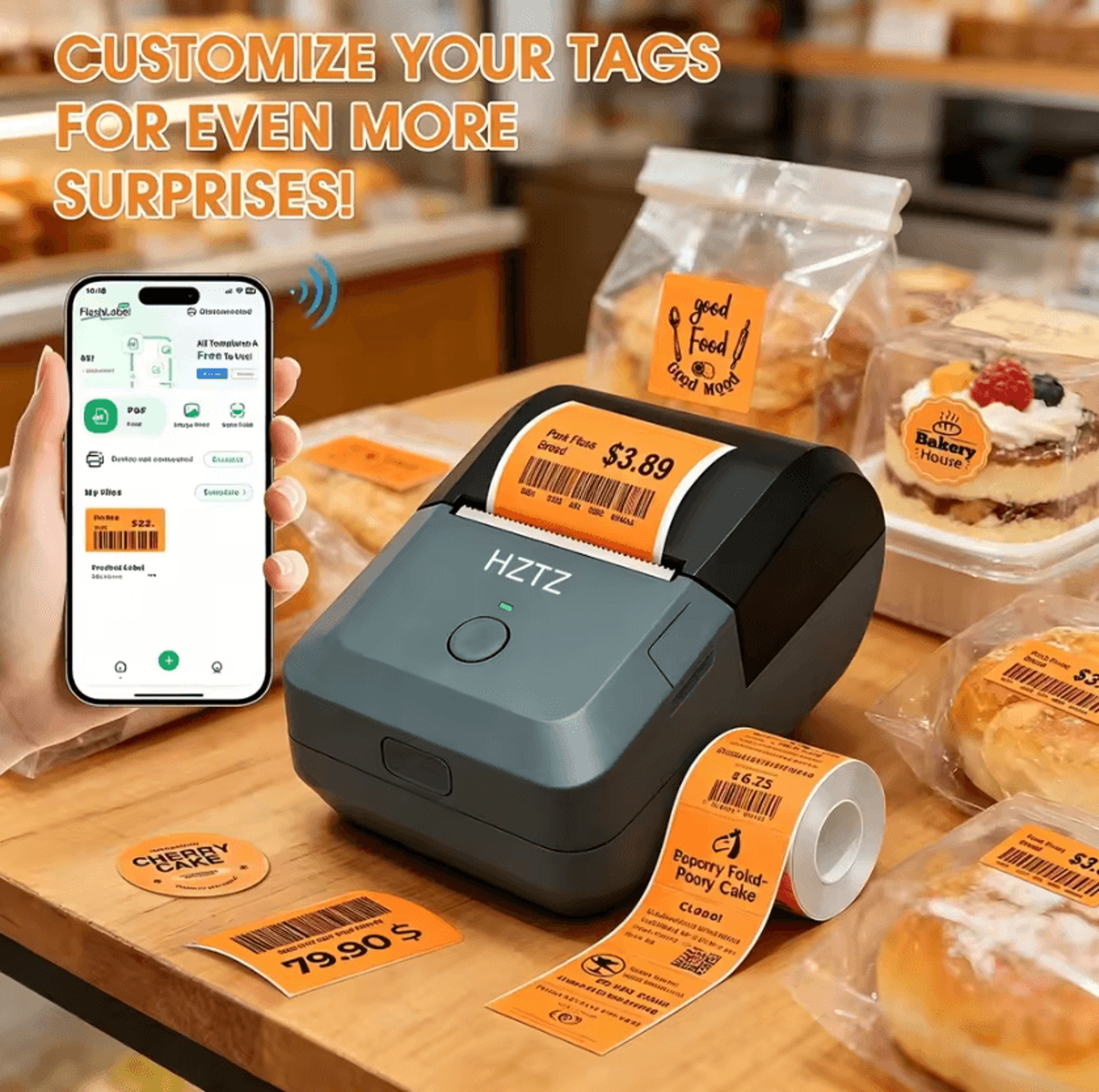 mini bluetooth thermal label printer inkless sticker maker with color paper support for retail and bakery
