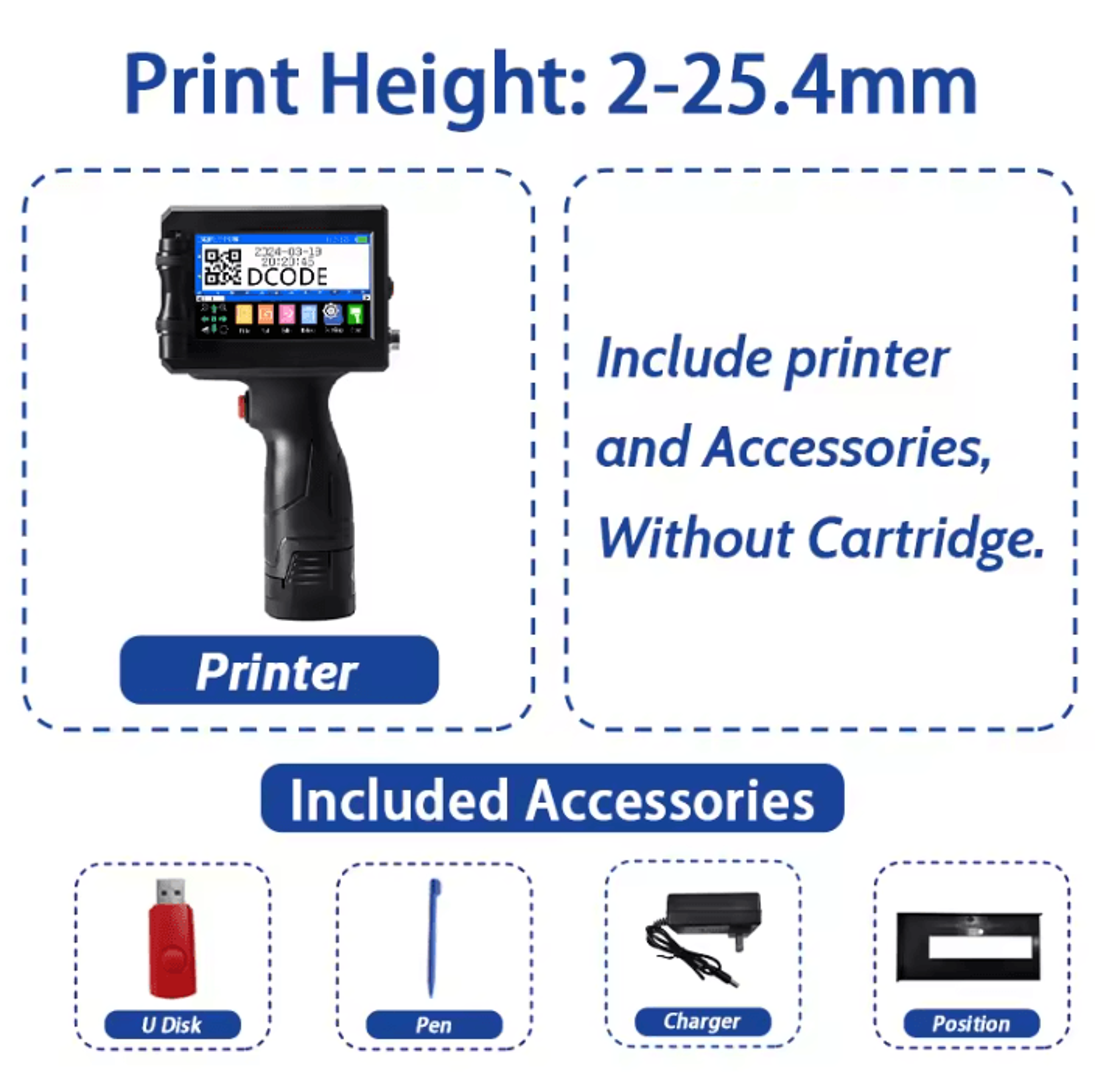 DCODE 1750plus Portable Handheld Inkjet Printer 127mm 254mm Barcode QR And Date Coding Machine 10