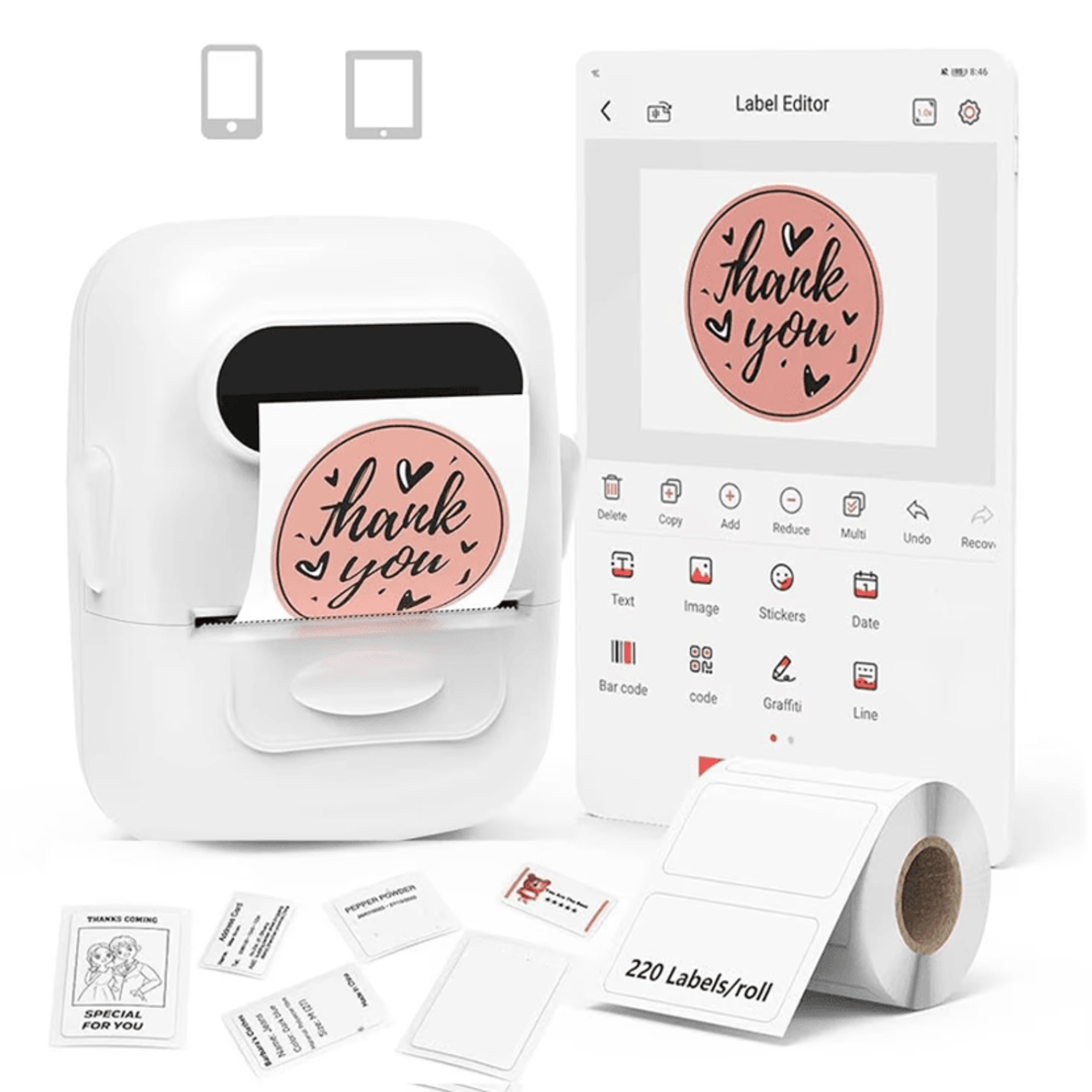 marklife p50 mini bluetooth thermal label printer portable sticker maker for home office and retail