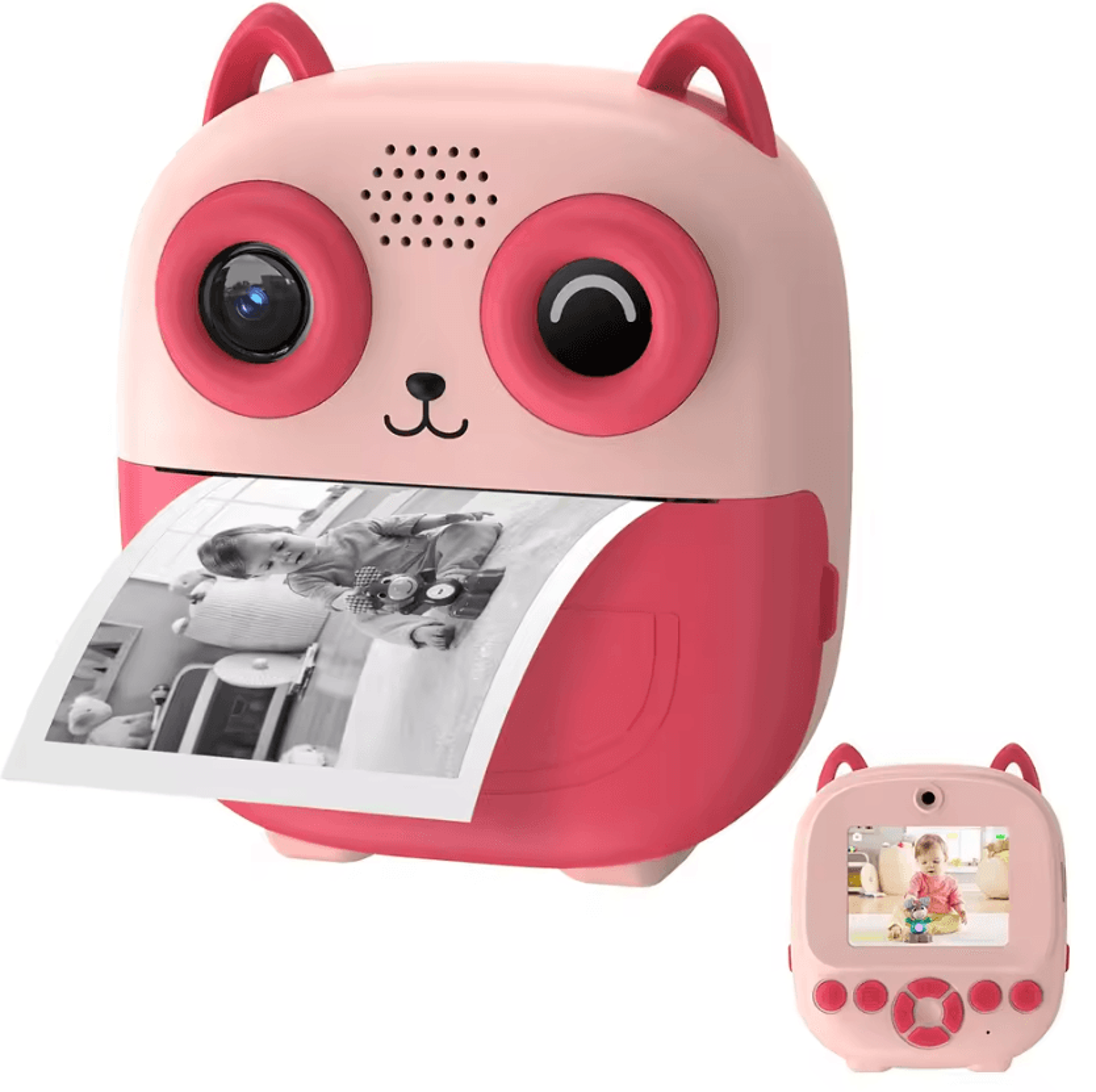 instant print digital selfie camera with thermal printer and paper rolls in 5 colors