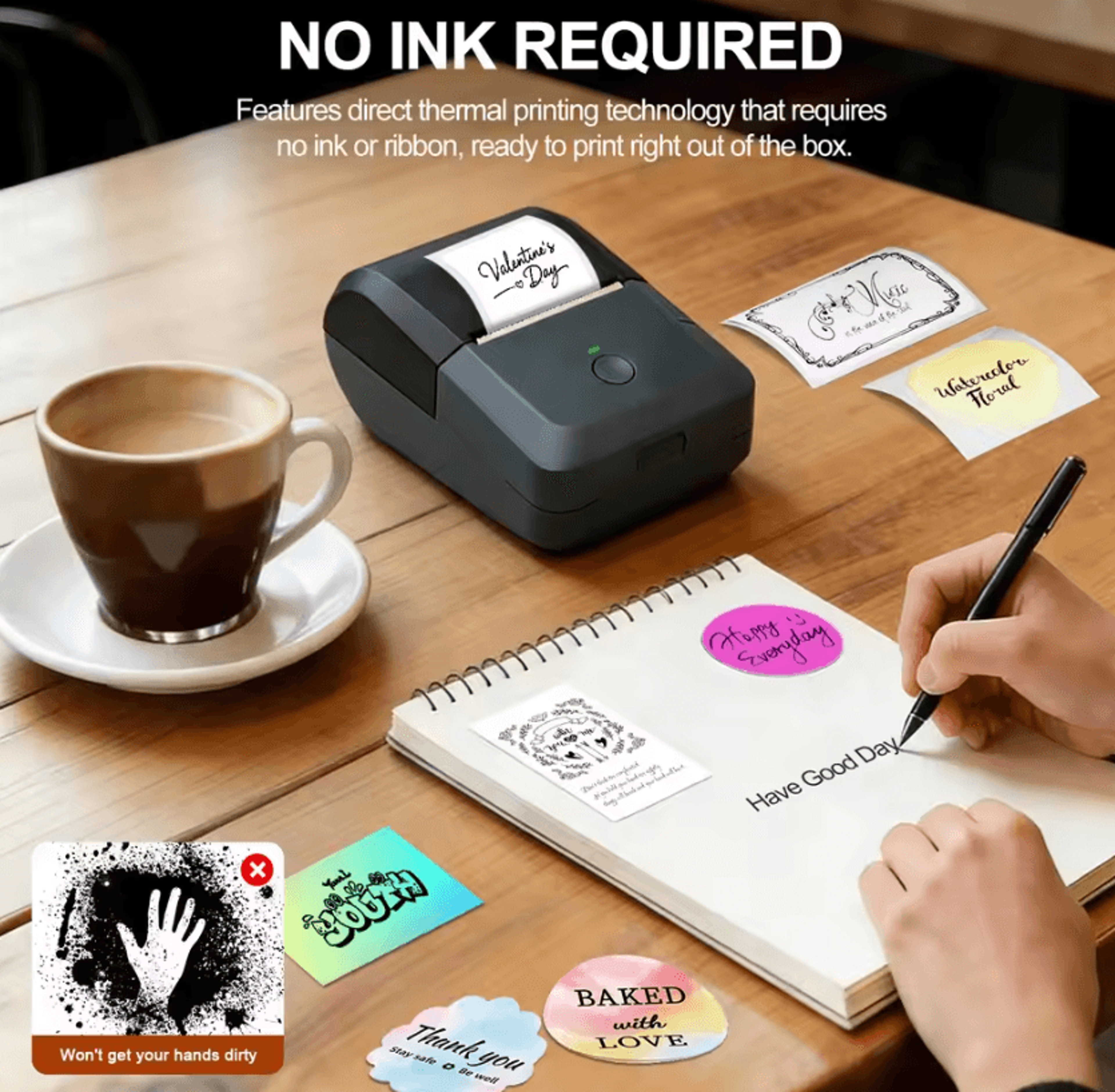 compact bluetooth thermal label printer inkless wireless sticker maker with auto paper detection for ios and android