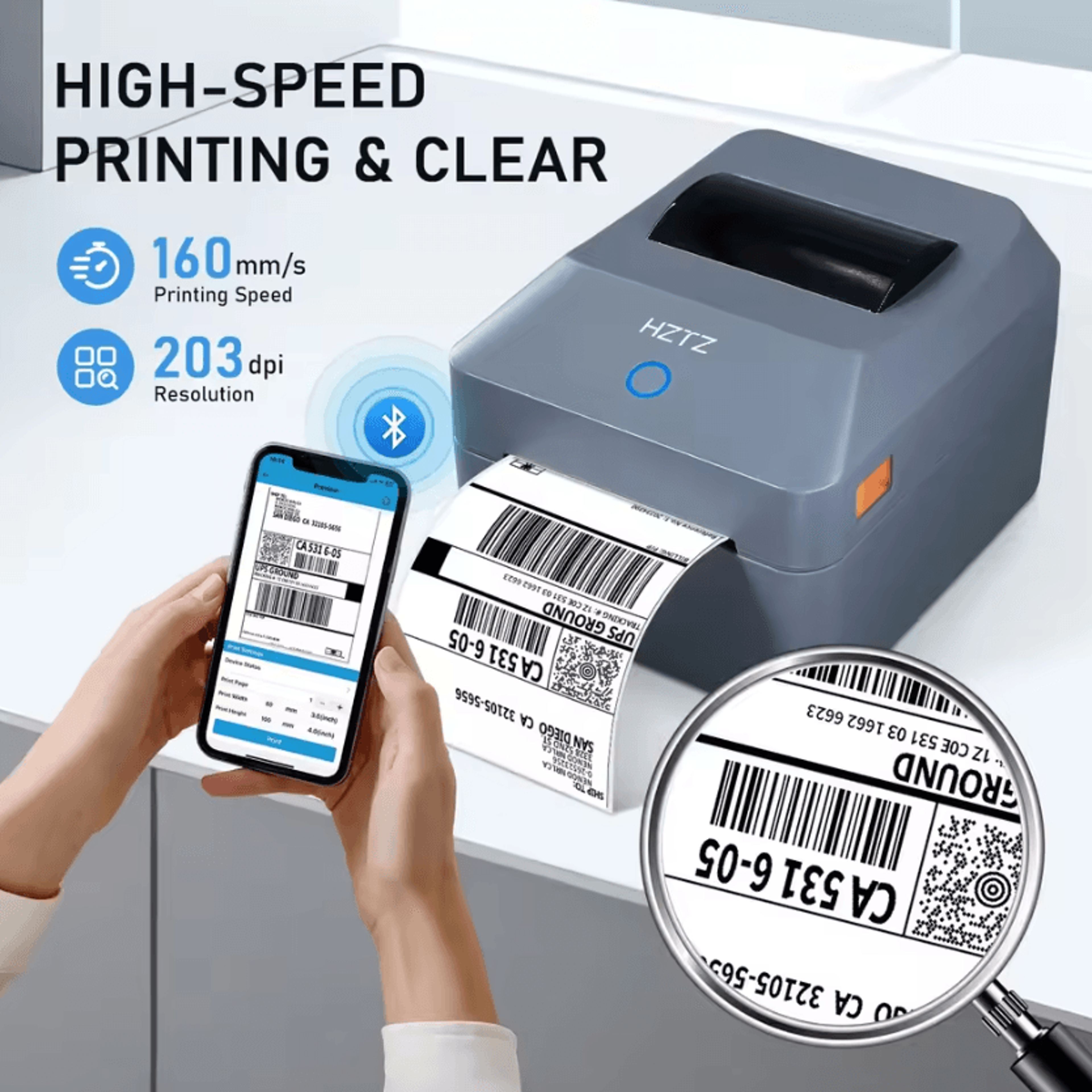 4x6 desktop thermal shipping label printer inkless package label maker for small businesses
