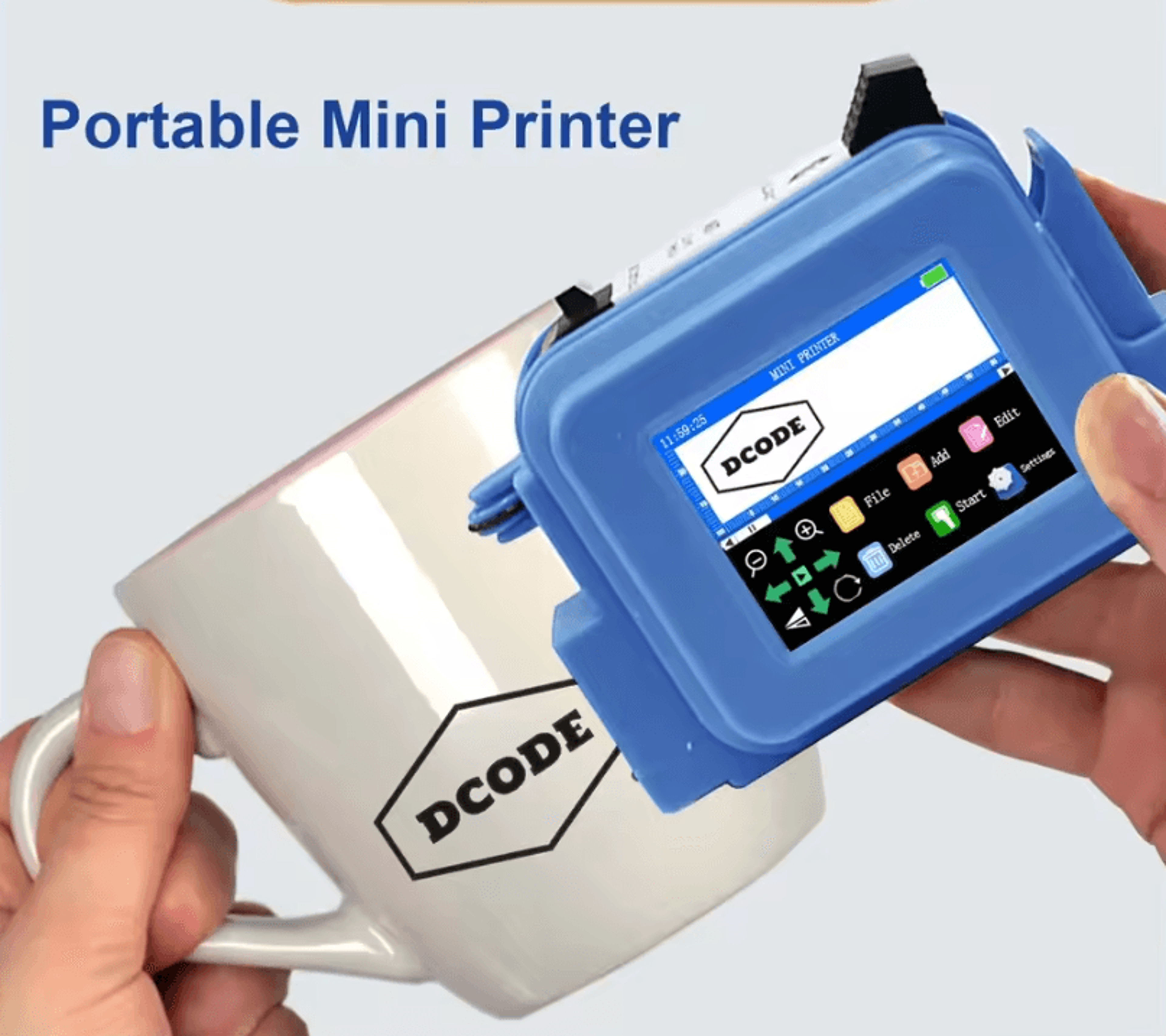 dcode blue xmini 12.7mm handheld inkjet printer portable qr barcode and date coding machine
