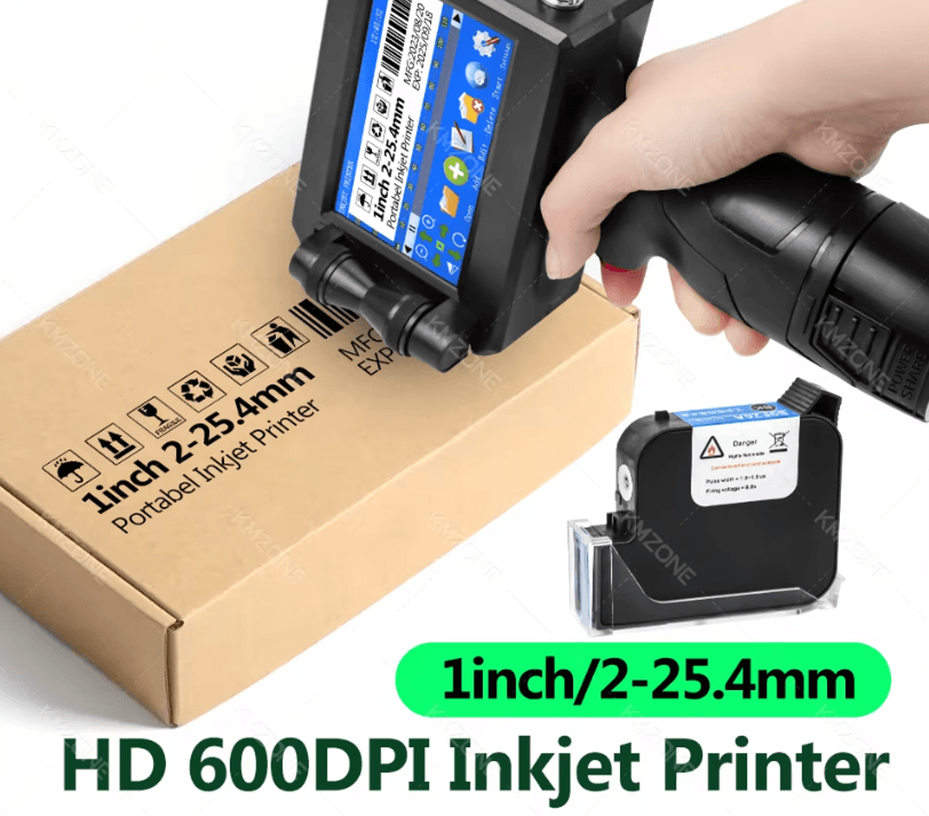inkp195 25.4mm handheld inkjet printer portable industrial coding gun for metal barcode and expiry date printing