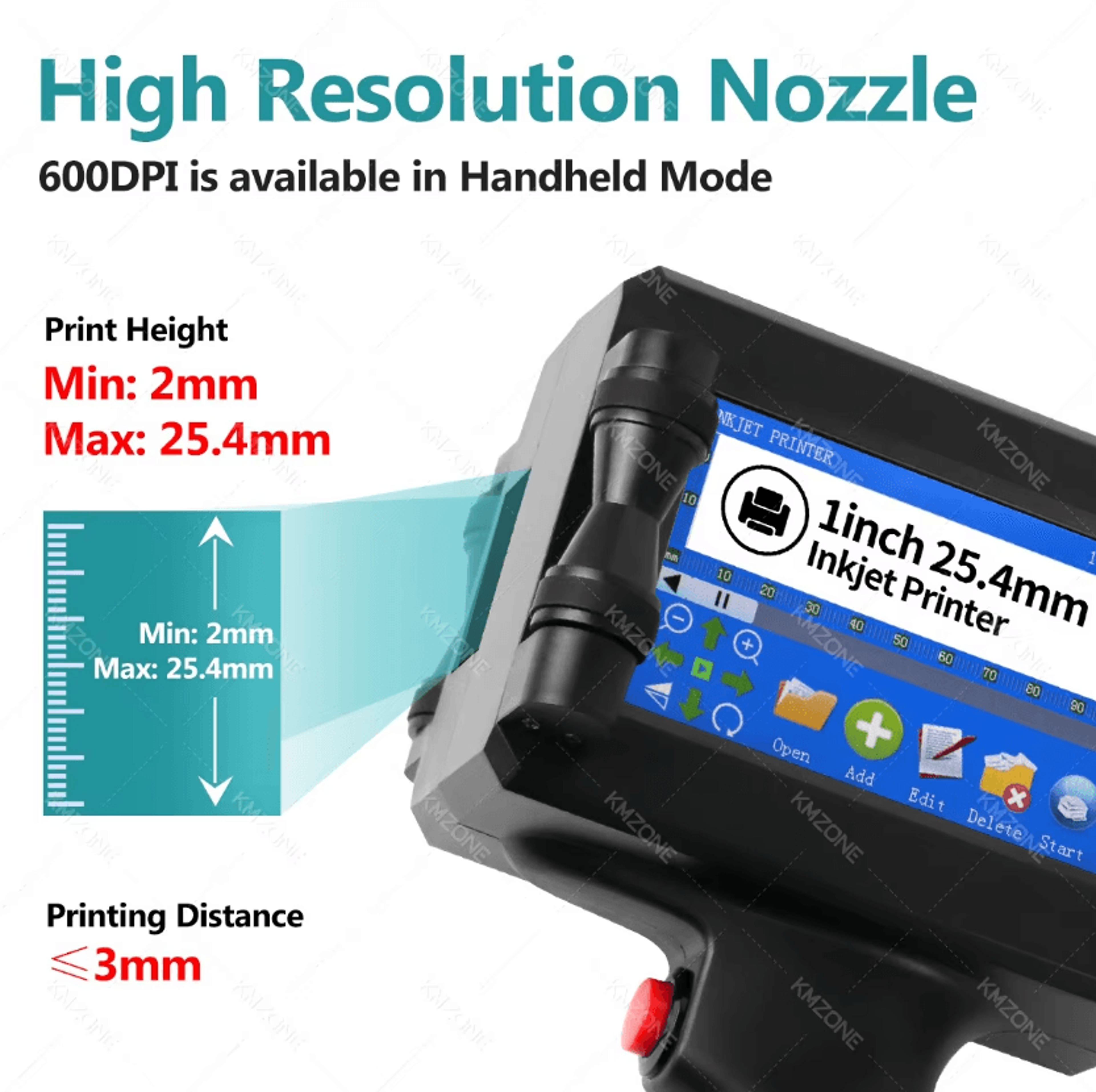 INKP195 254mm Handheld Inkjet Printer Portable Industrial Coding Gun For Metal Barcode And Expiry D 1