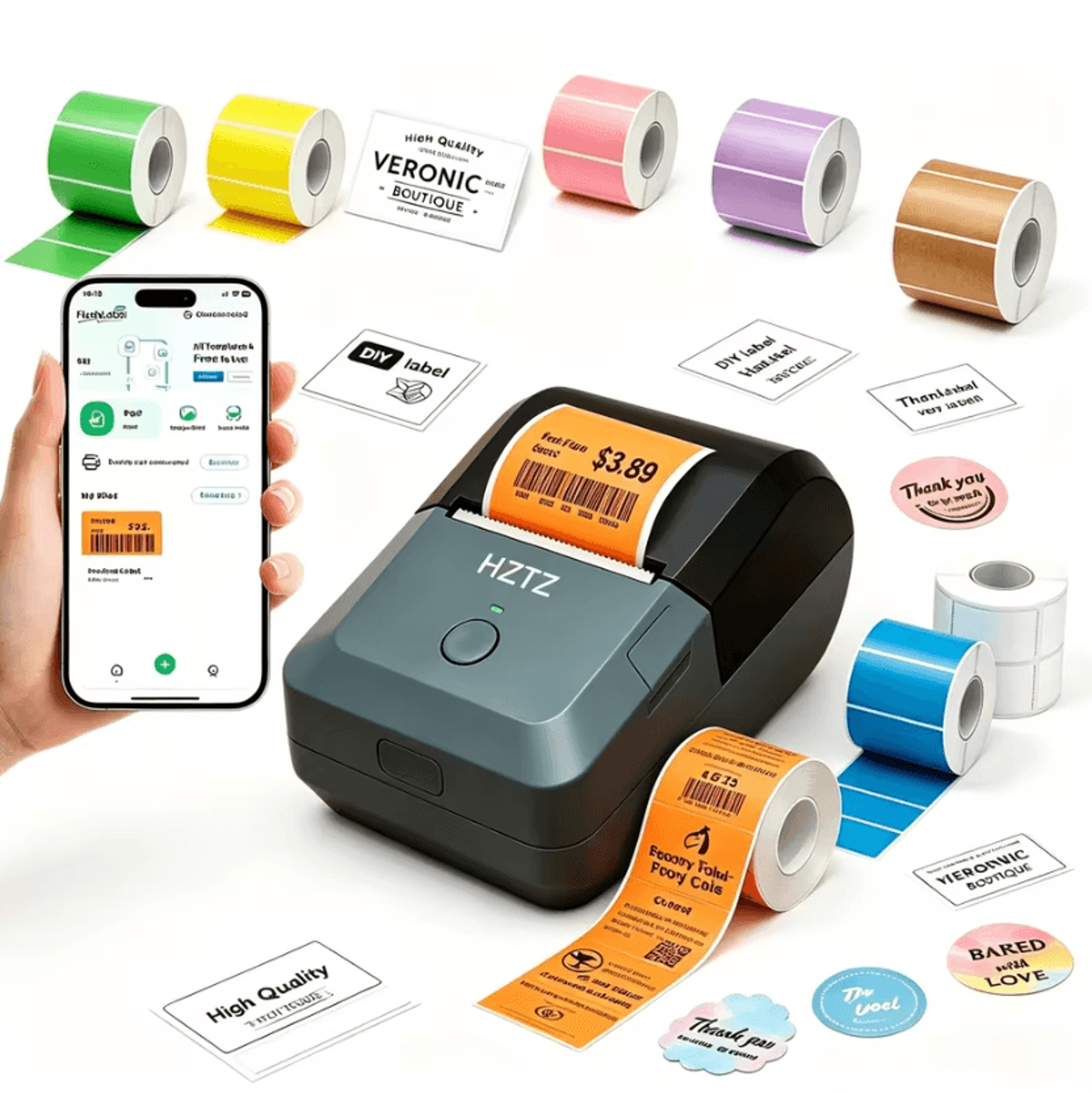 mini bluetooth thermal label printer wireless sticker maker for small business bakery and retail tags