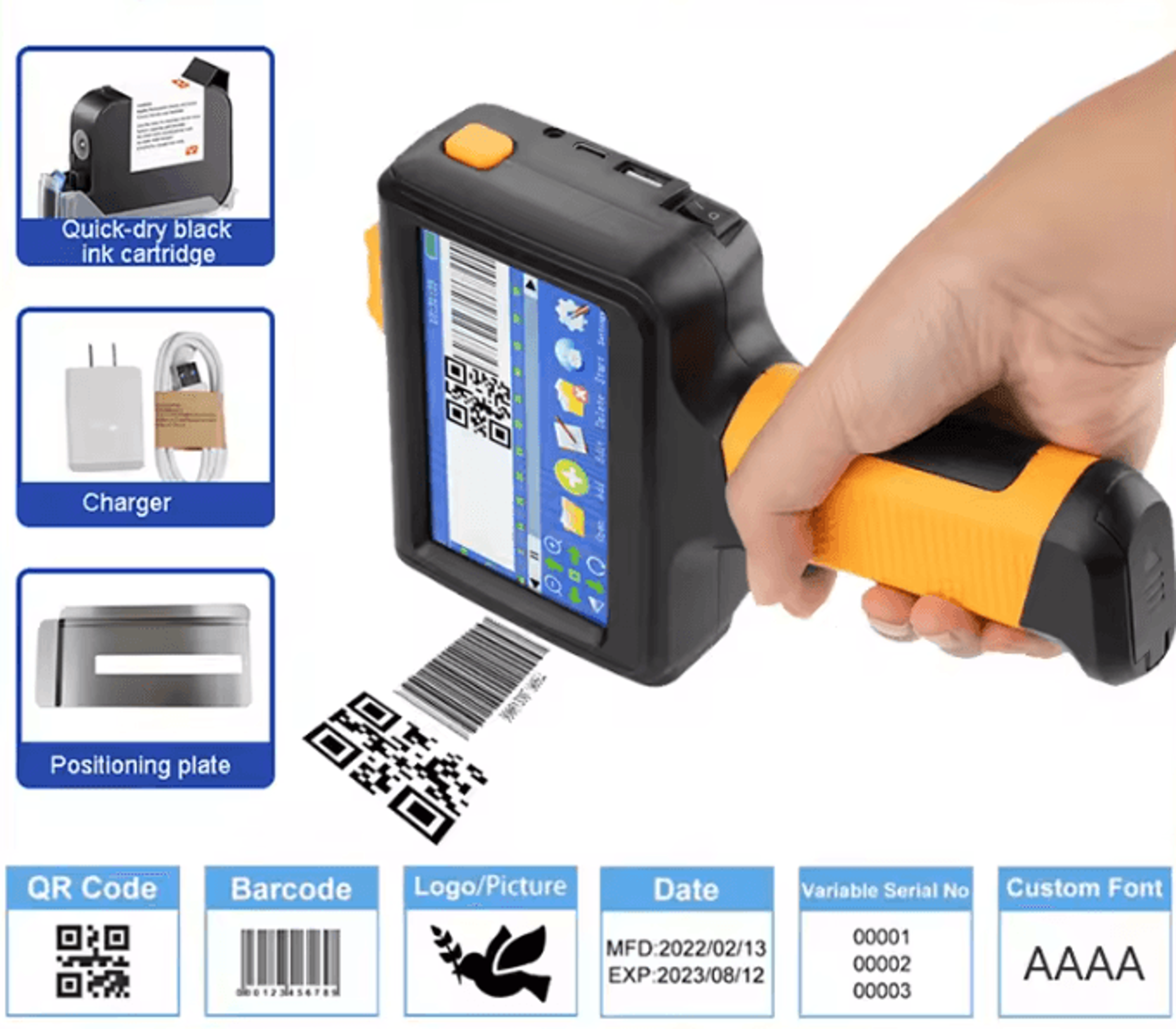 28 language handheld inkjet printer portable expiry date and logo coding machine with ink cartridge