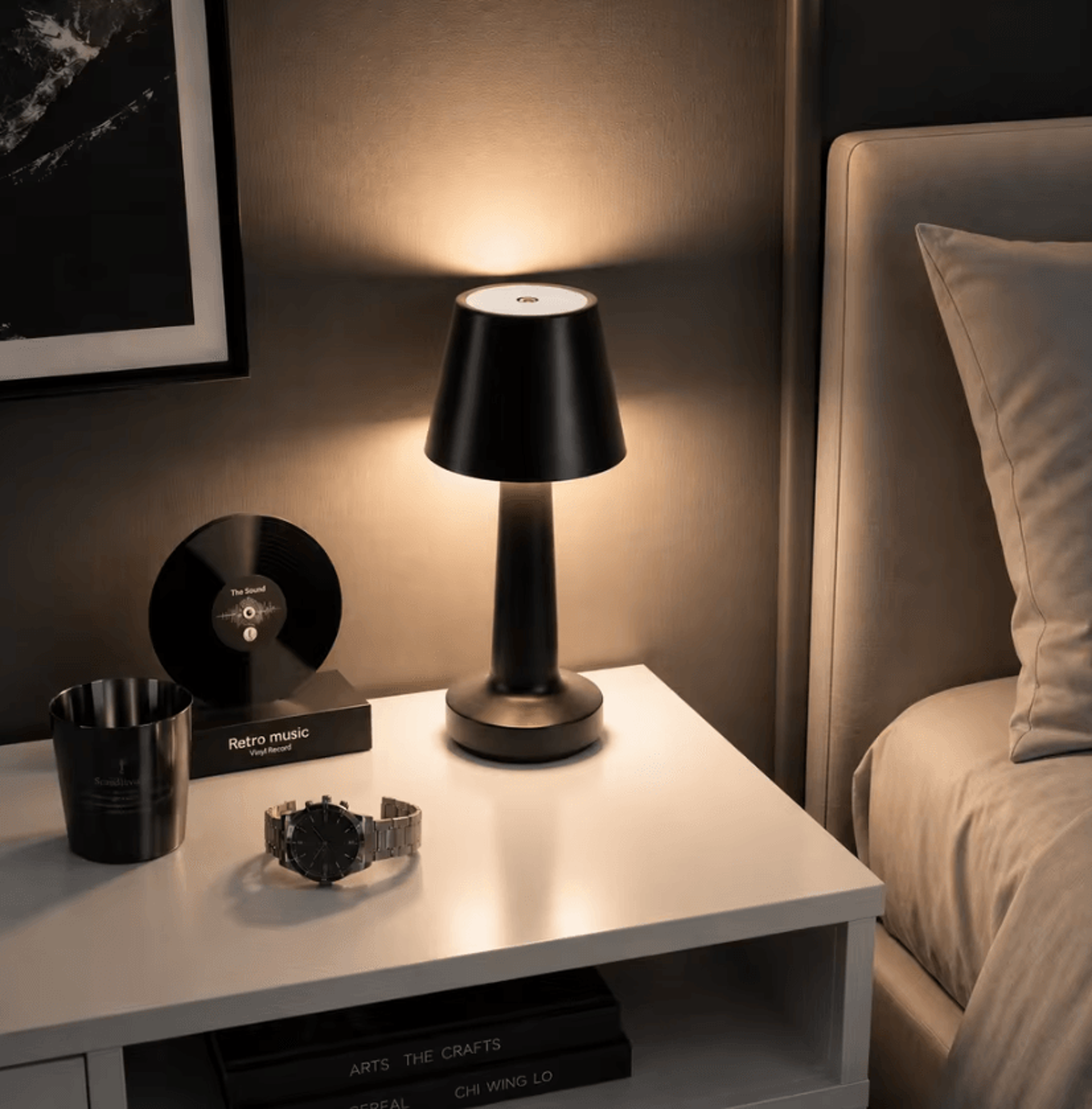 minimalist led mushroom night lamp wireless rechargeable touch dimmable table light for bedroom and home decor