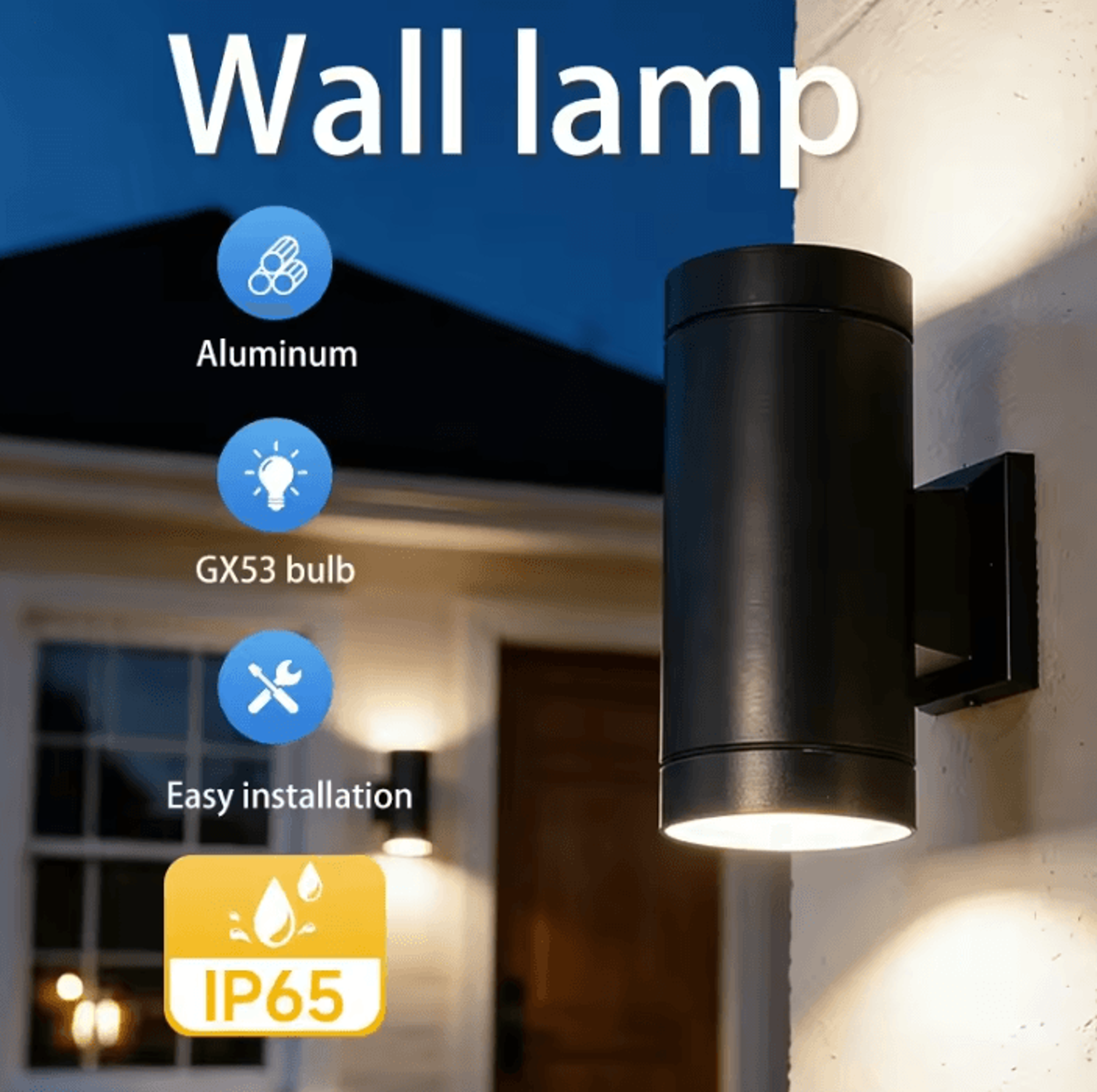 gx53 ip65 waterproof outdoor wall light 3-color aluminum lamp for garden living room and home decor