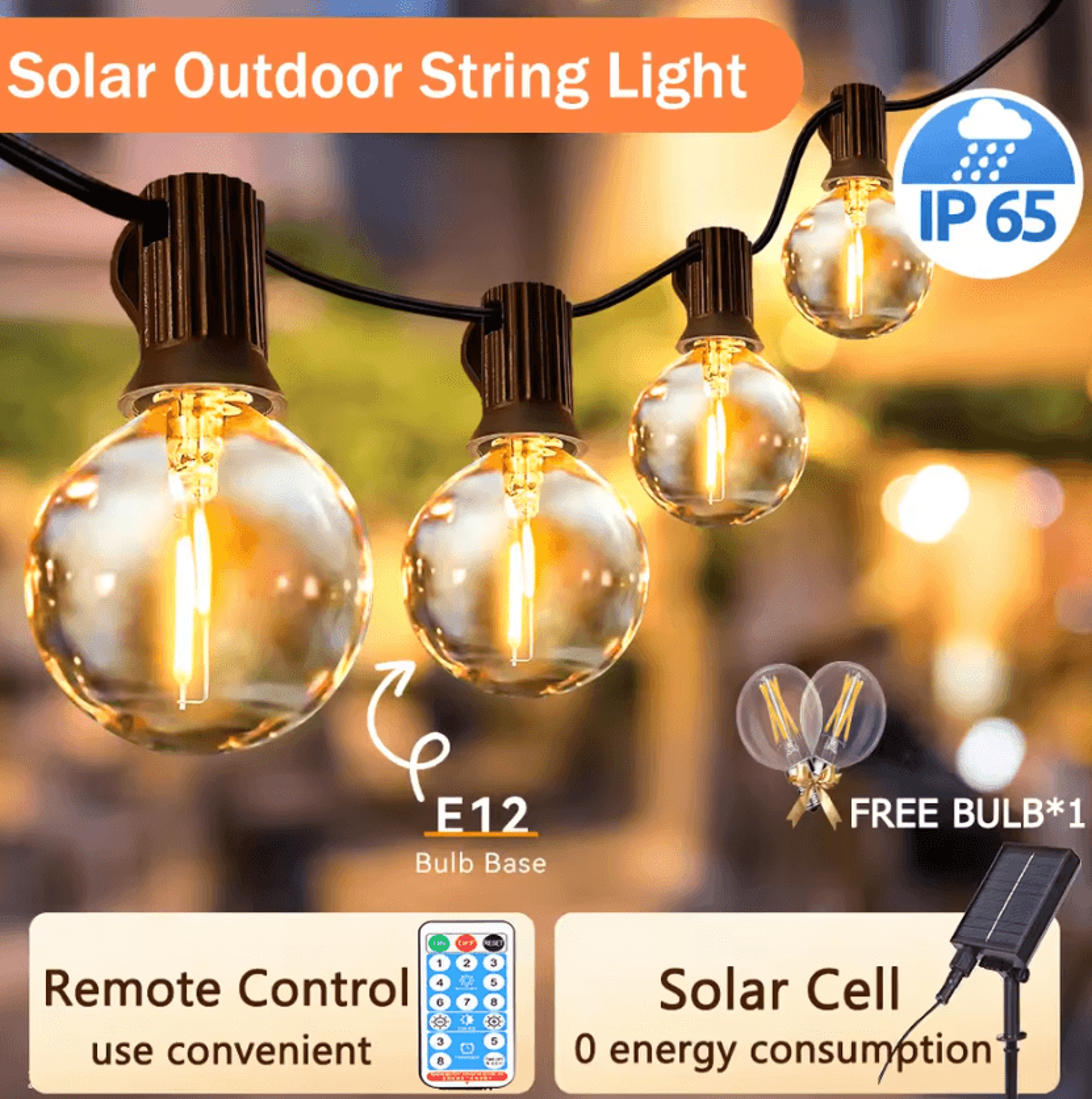 solar e12 garden string lights ip65 waterproof remote control fairy lamps for yard and christmas decor