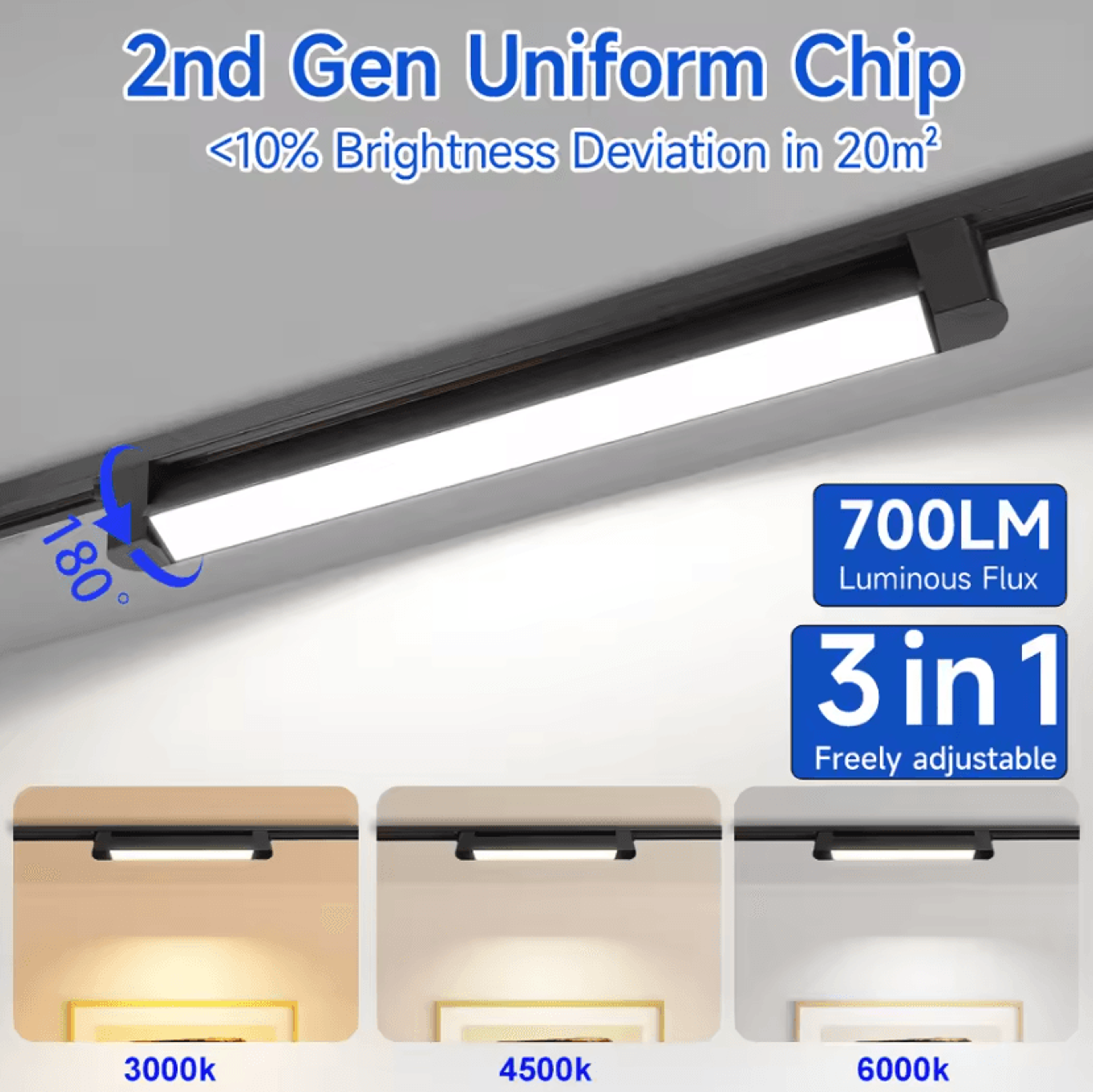 tricolor led linear track light modern ceiling rail floodlight for home and clothing store