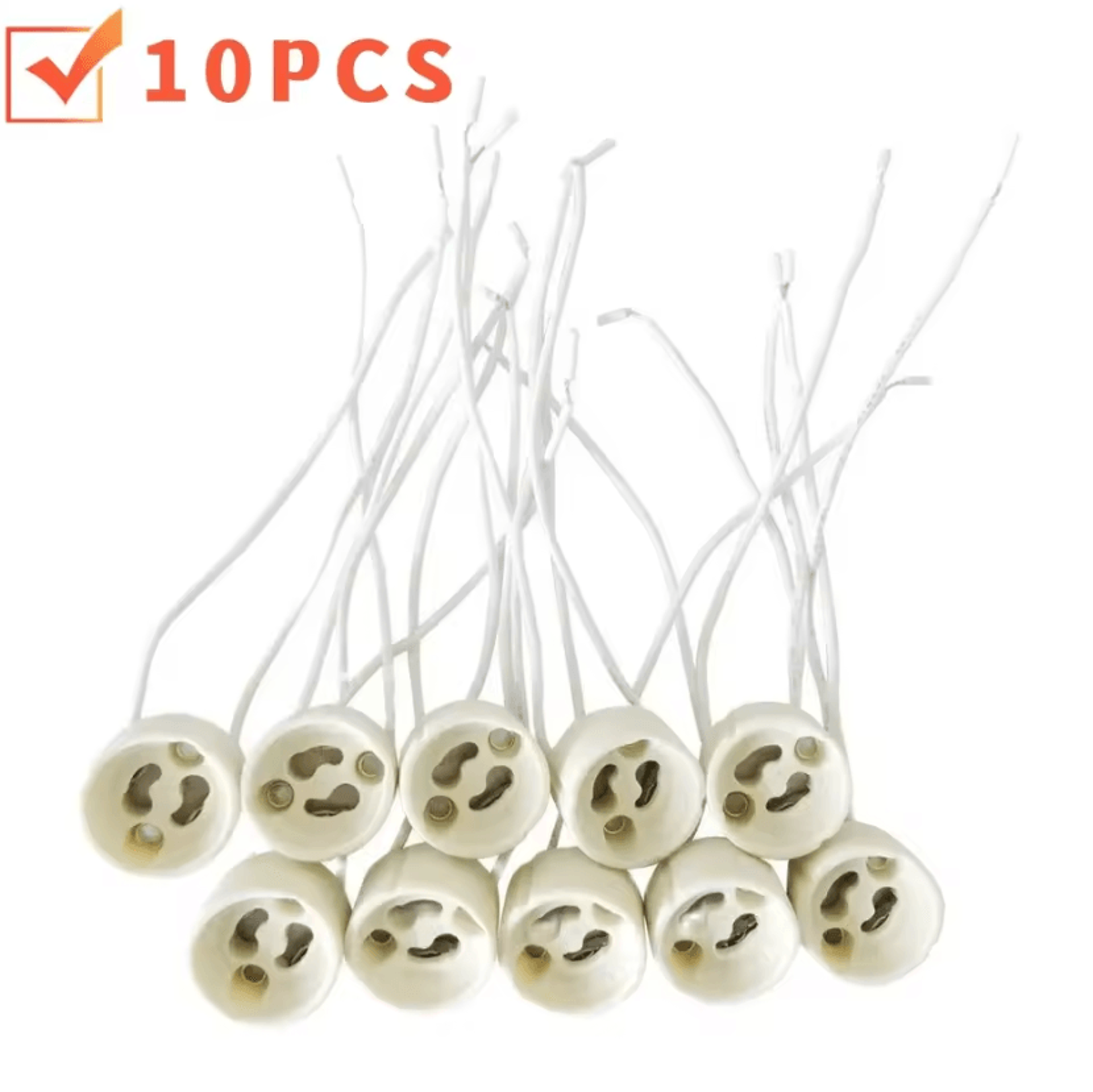 gu10 ceramic led bulb holders 10-50pcs heat-resistant lamp sockets with silicone wires