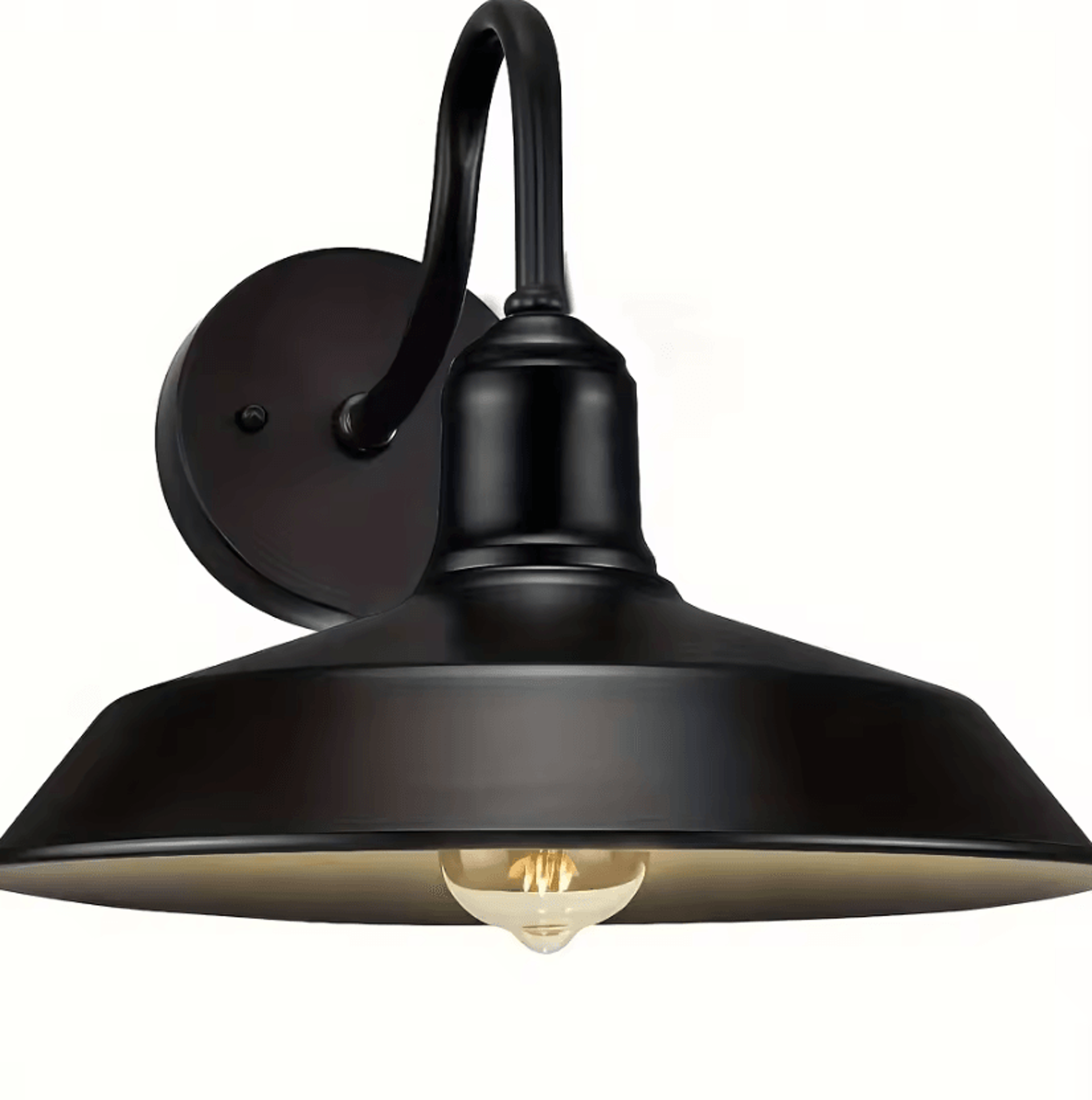 vintage matte black gooseneck barn wall light alexa compatible smart outdoor sconce