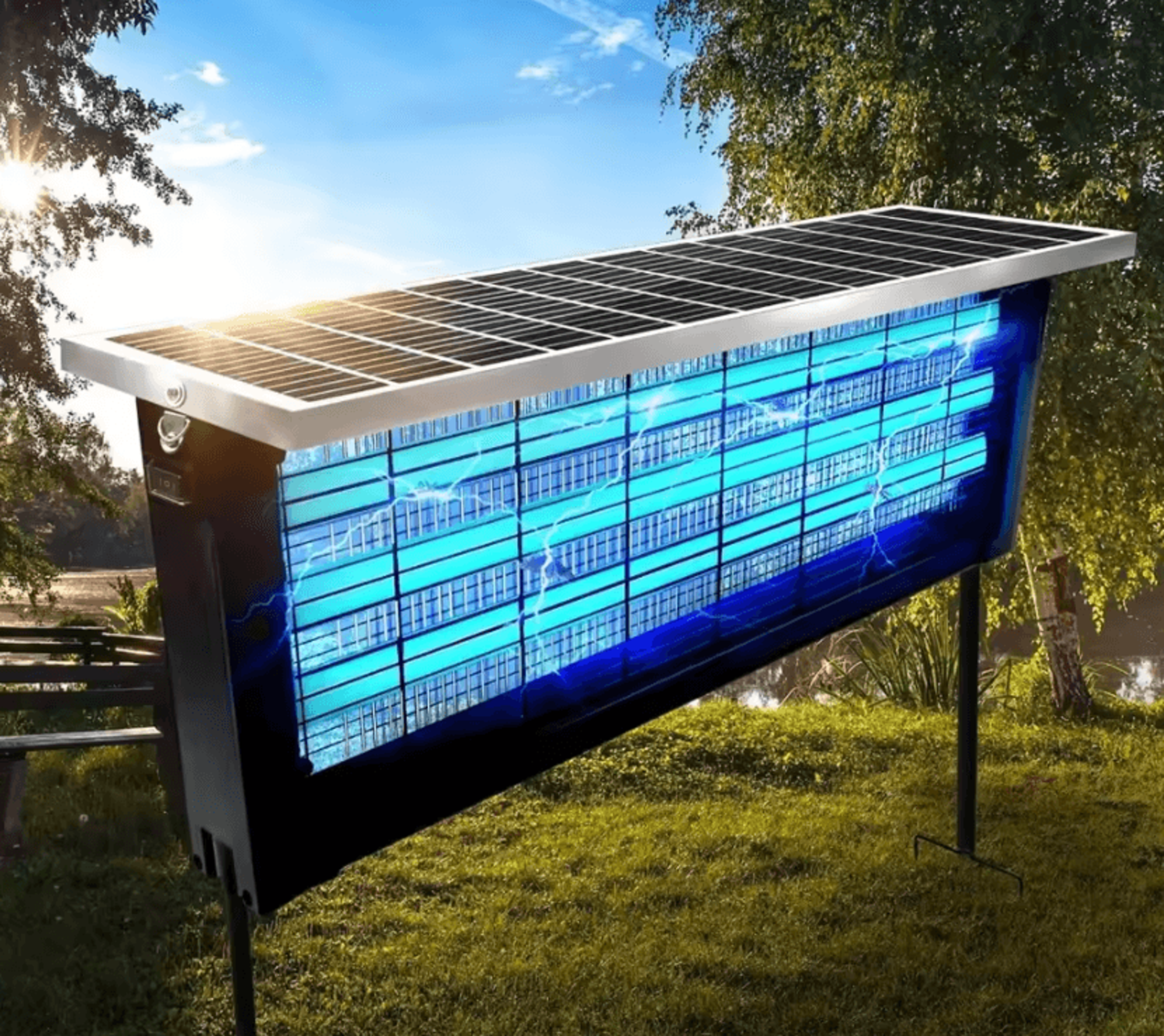 large solar powered bug zapper rechargeable waterproof outdoor mosquito killer for patio and garden