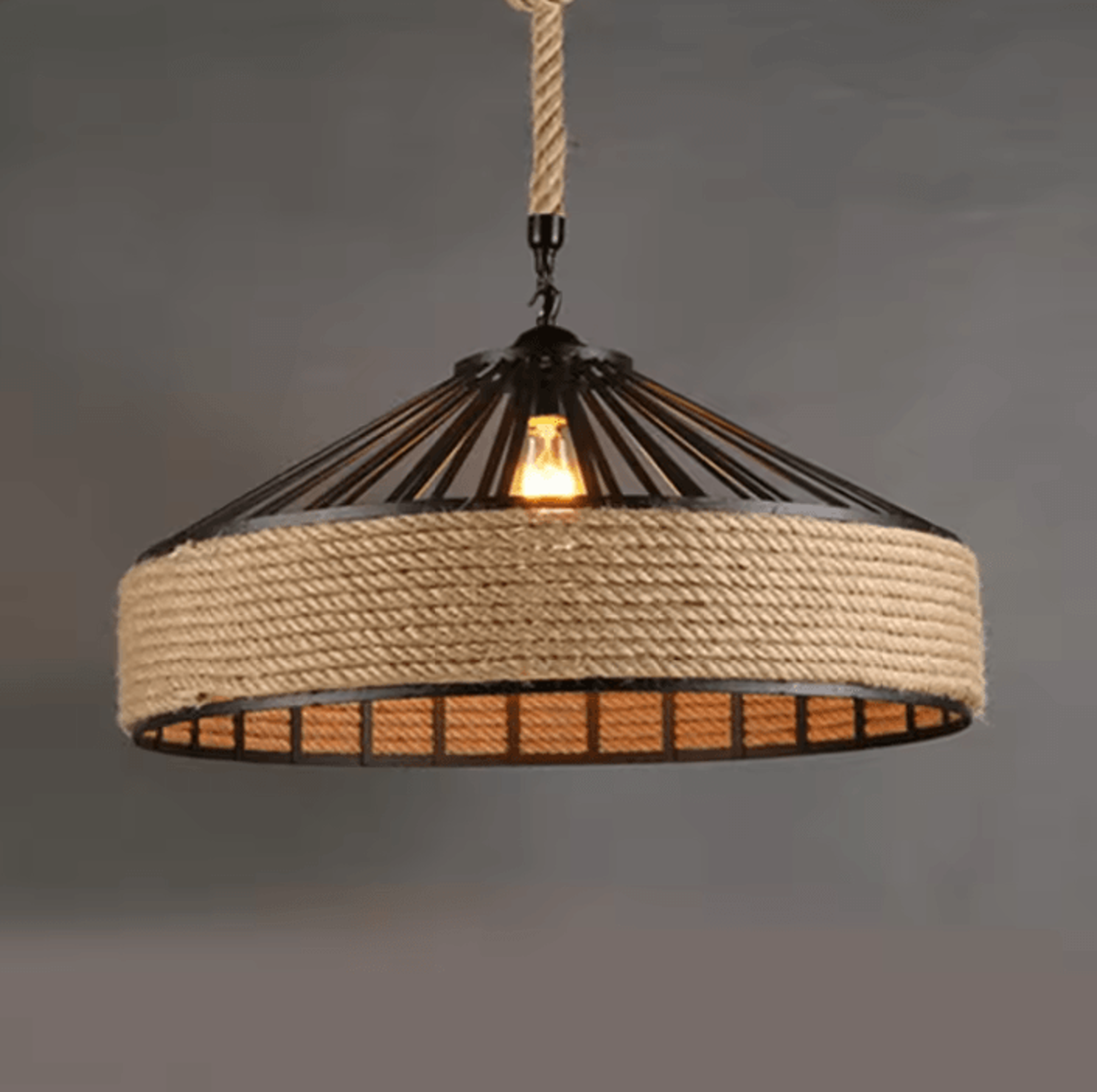 nordic handwoven twine pendant light vintage industrial hanging chandelier 30/40/50cm for kitchen and dining room
