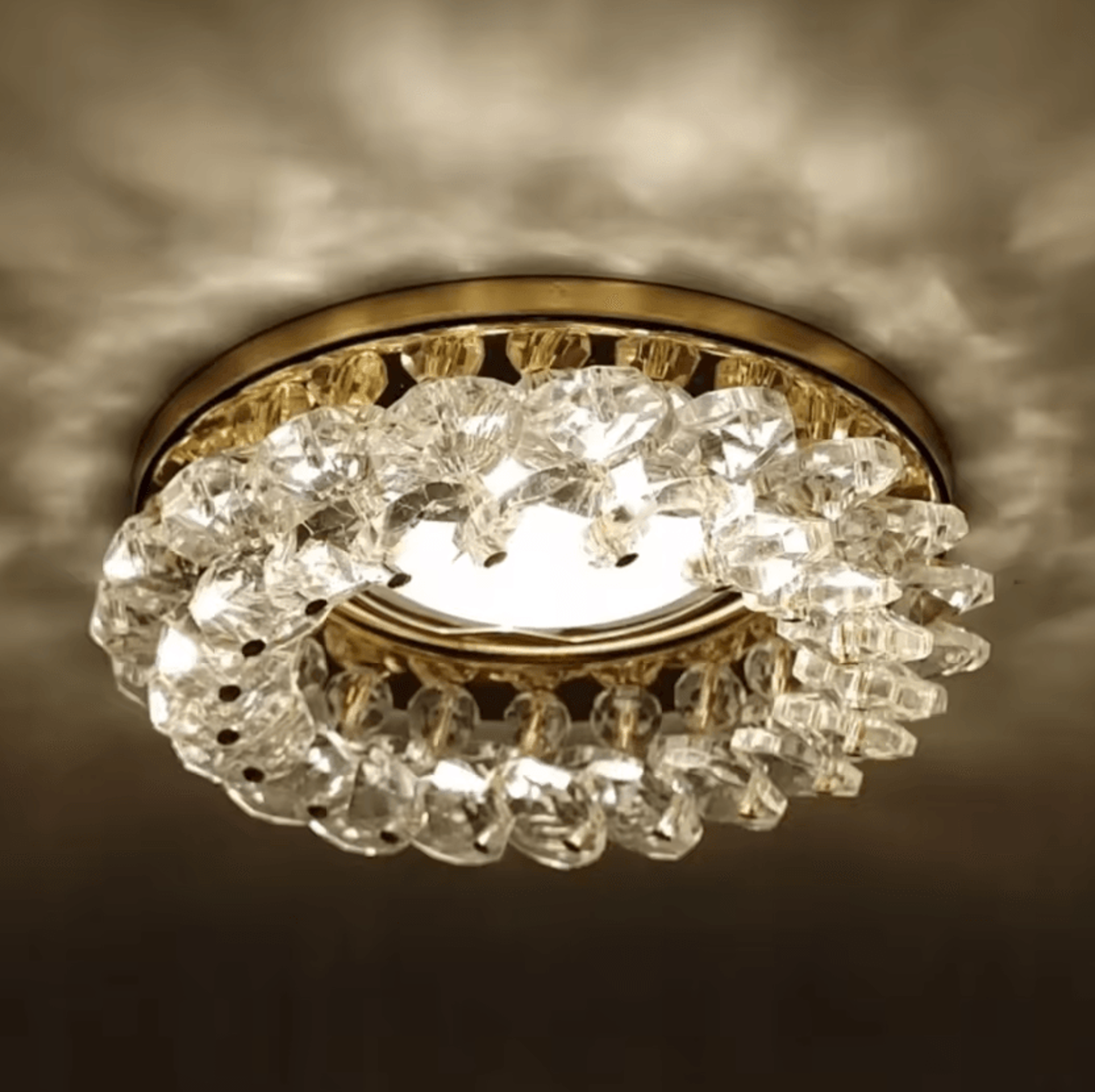 Gold Chrome Crystal Recessed Spotlight Frames GU10 MR16 Decorative Ceiling Downlight Holders 14PCS 1