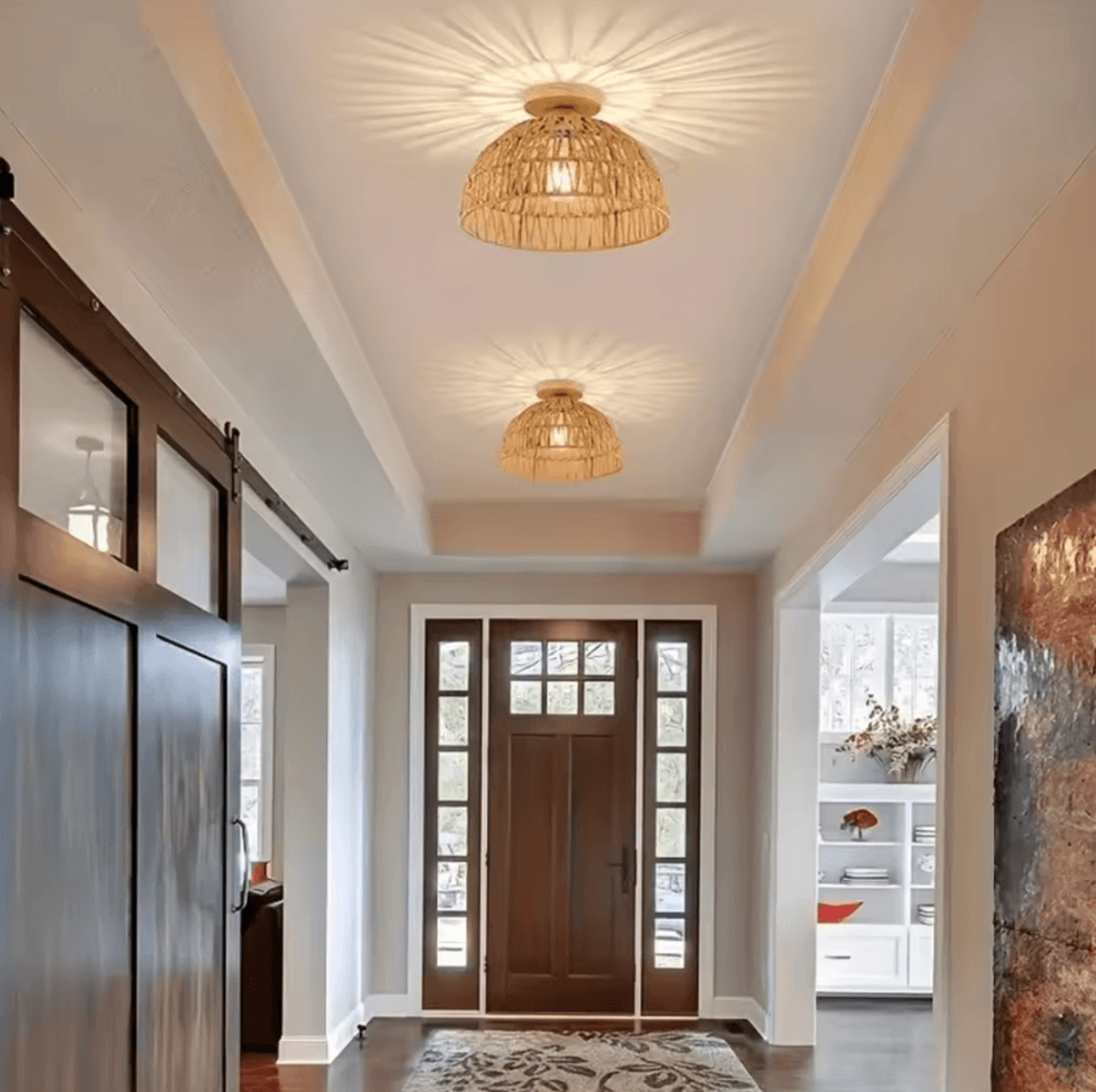 handmade natural wicker ceiling lampshade 23/30cm e27 rustic light shade for kitchen island and bedroom