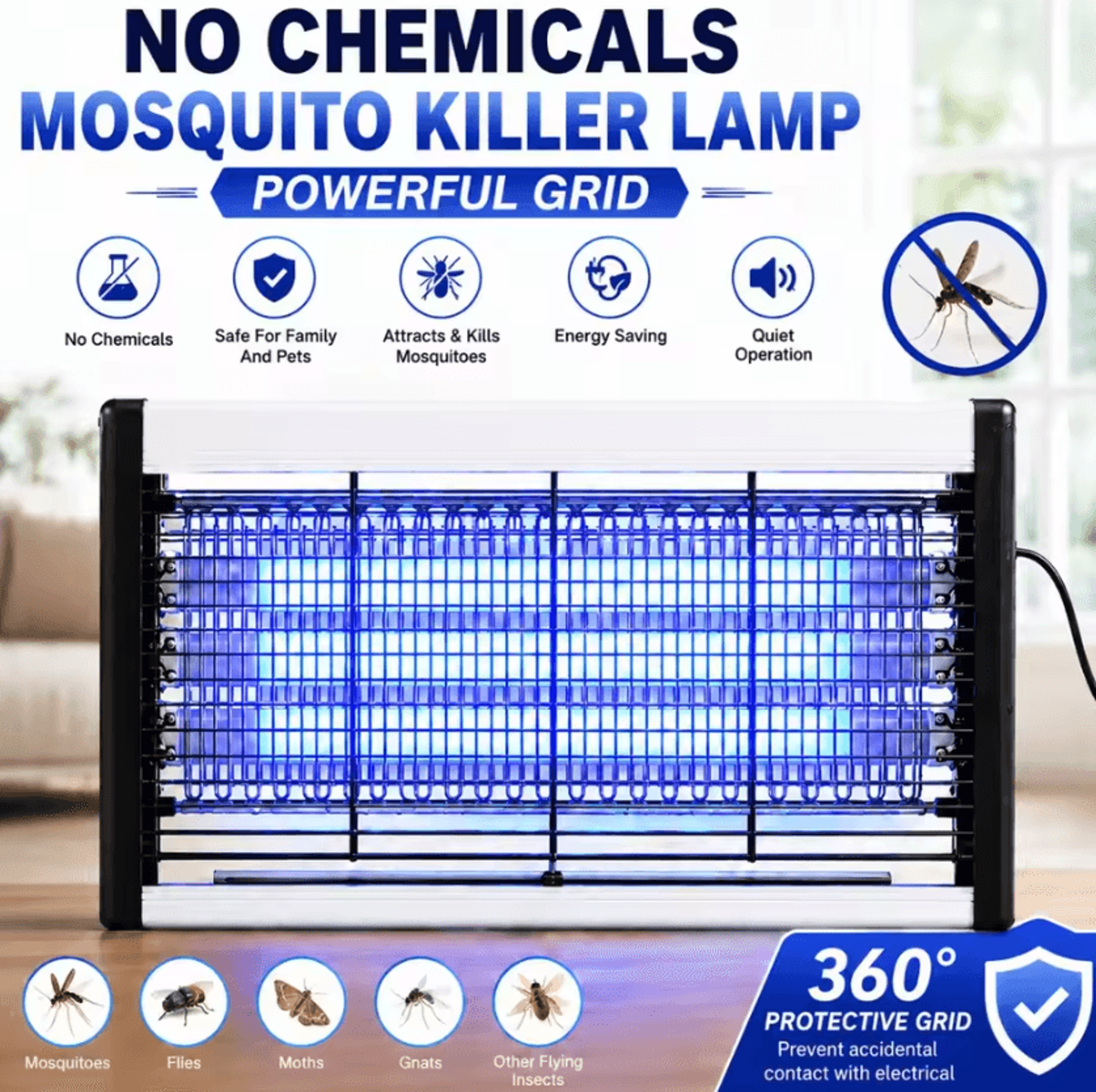 joyinled 3 tube electric mosquito killer lamp led bug zapper insect trap for indoor home pest control
