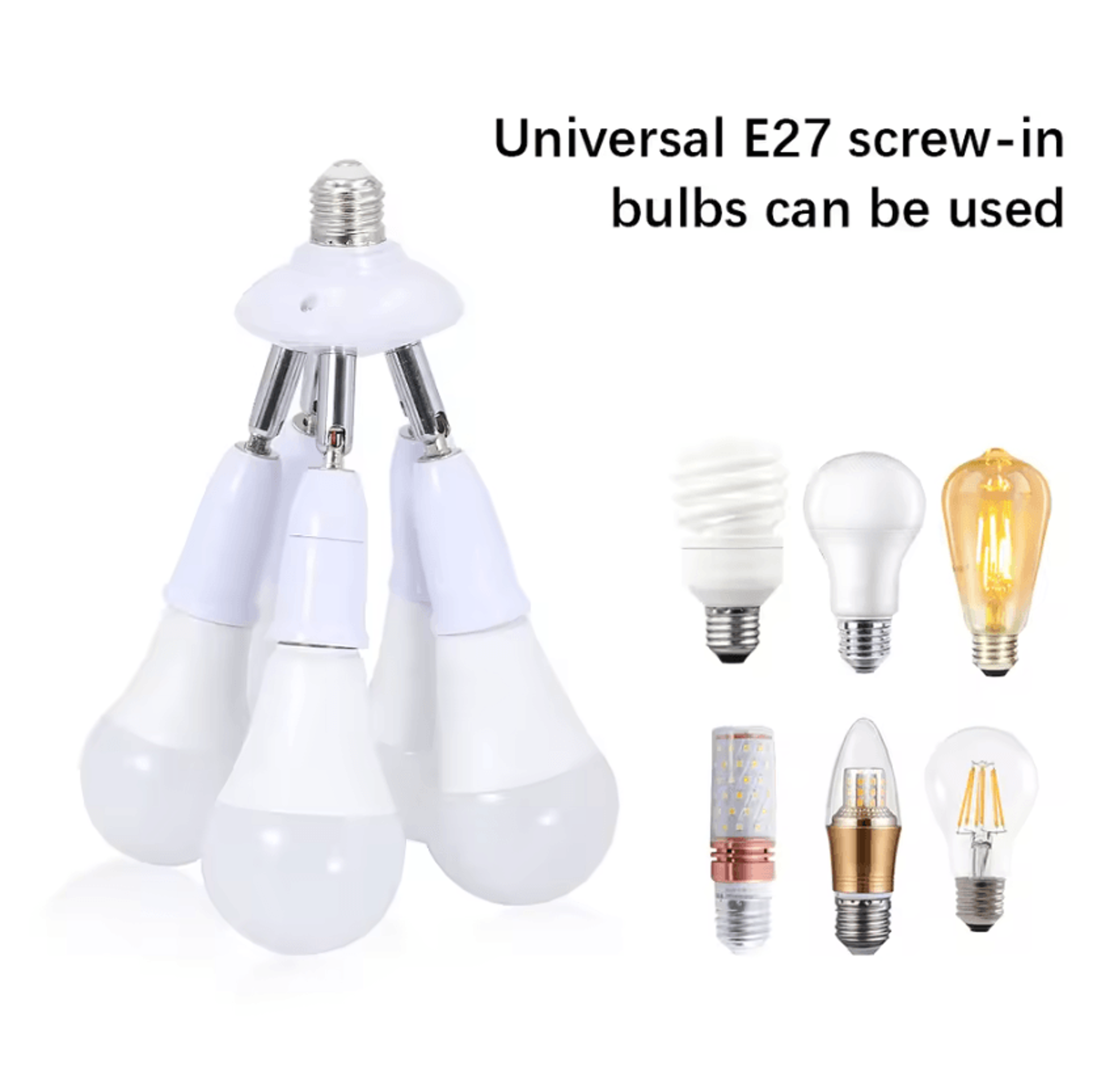 adjustable e27 3 head light bulb splitter adapter triple socket converter for led ceiling lighting