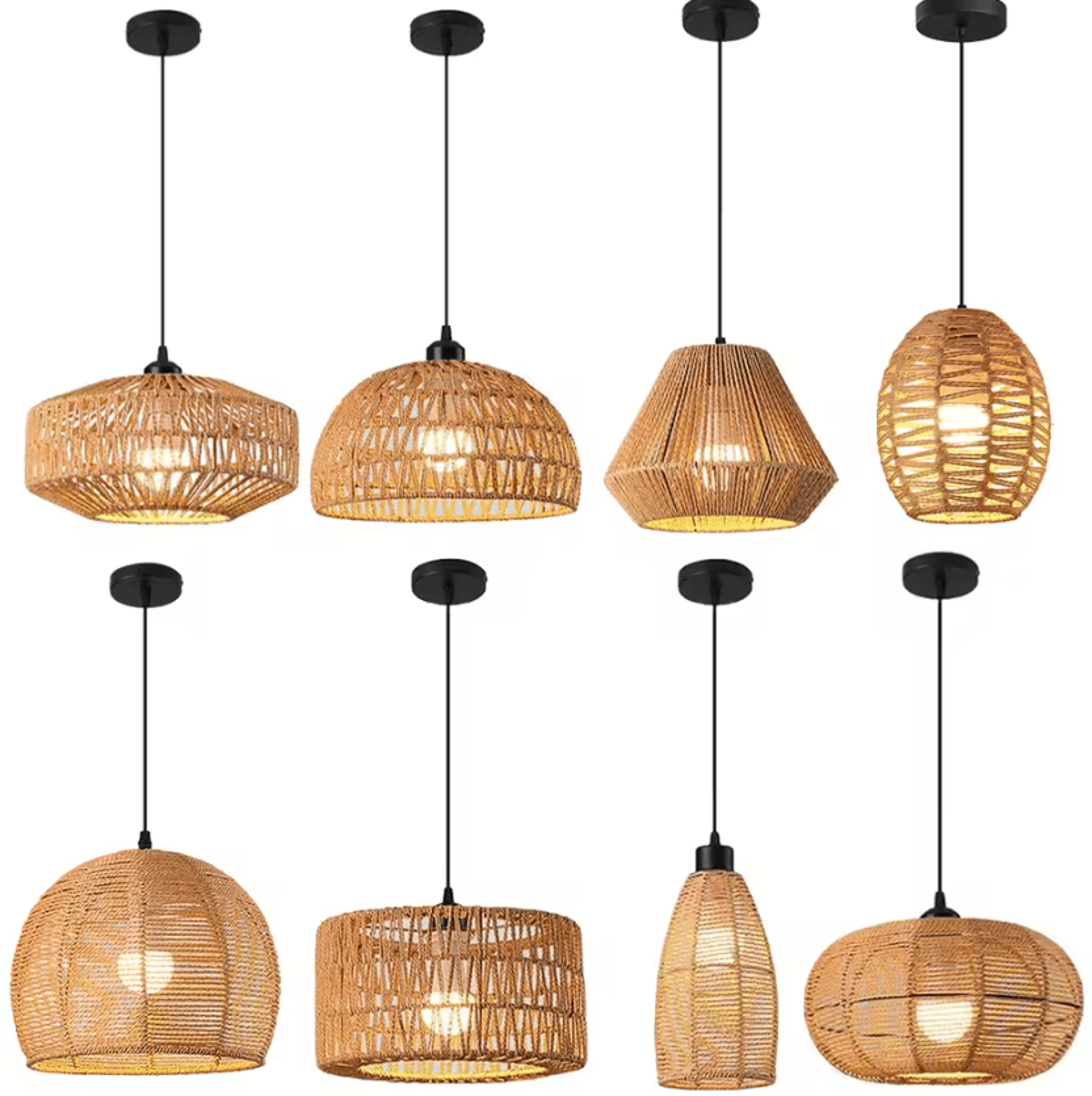 vintage zen rattan pendant chandelier e27 hanging ceiling light for bedroom living room and home decor