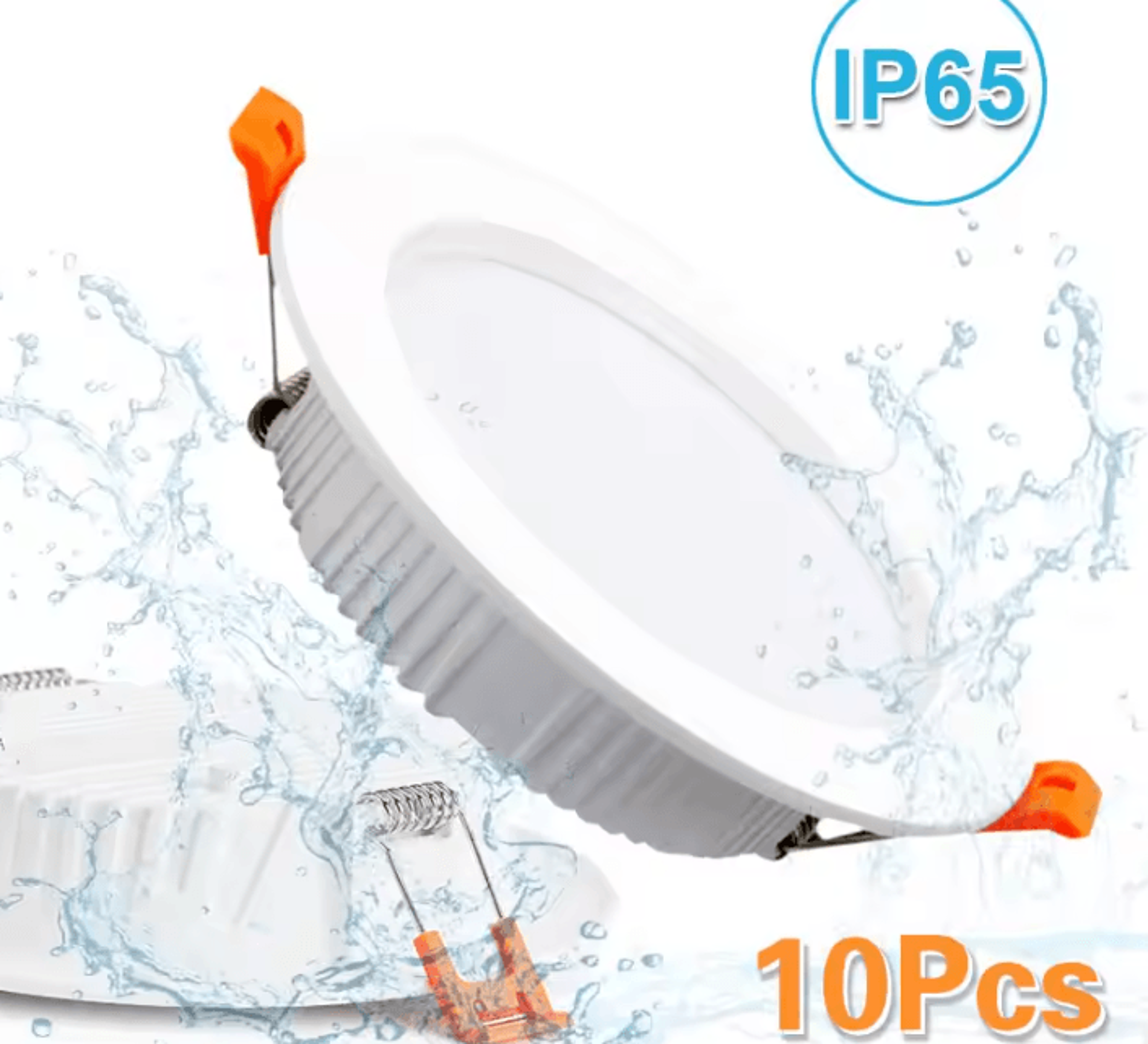 10pcs ip65 waterproof led recessed downlights 7w 9w 12w 15w ceiling spotlights for bathroom and kitchen