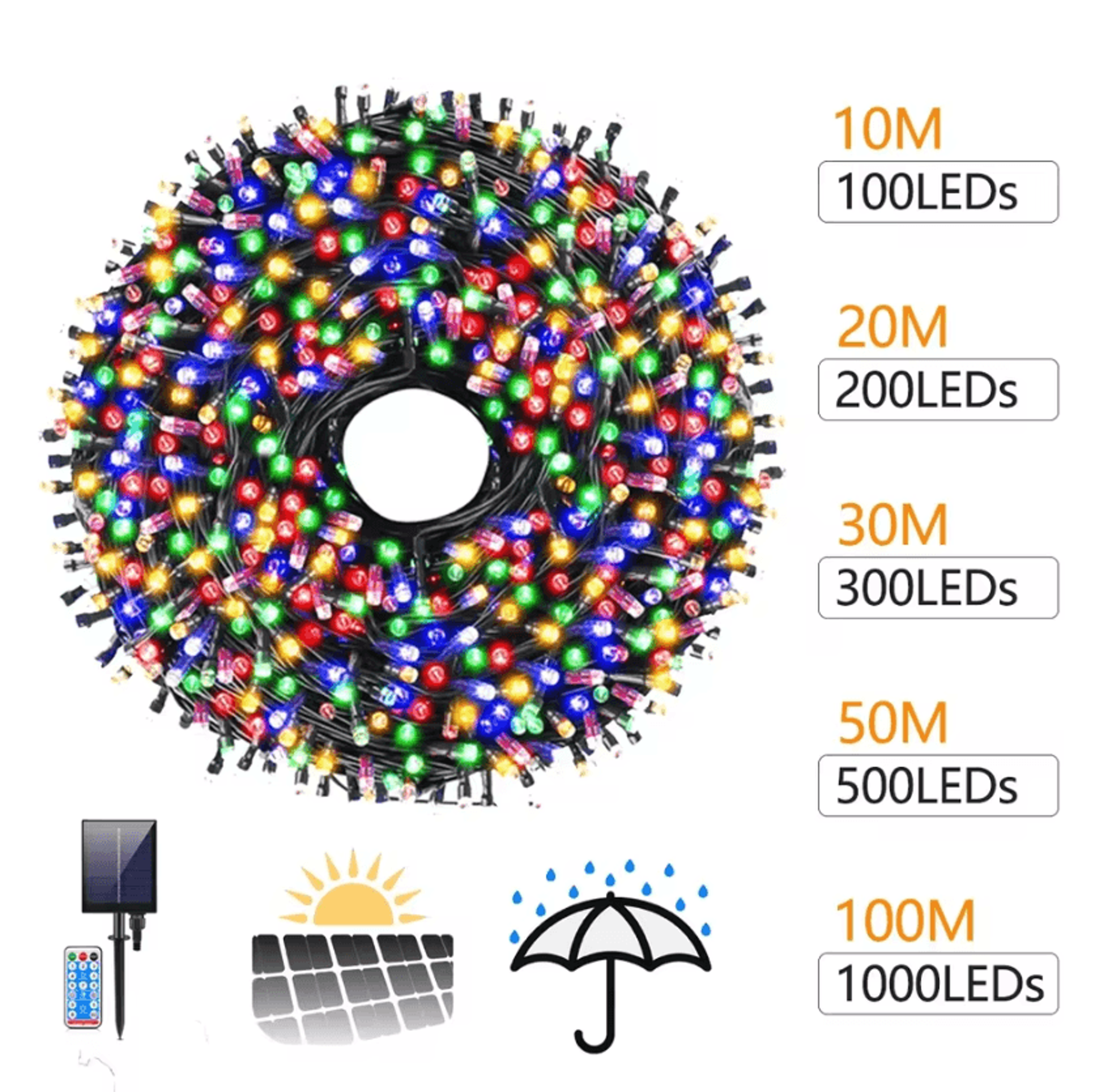 solar outdoor twinkle fairy string lights 10m-100m with 8 lighting modes for christmas garden and party decoration