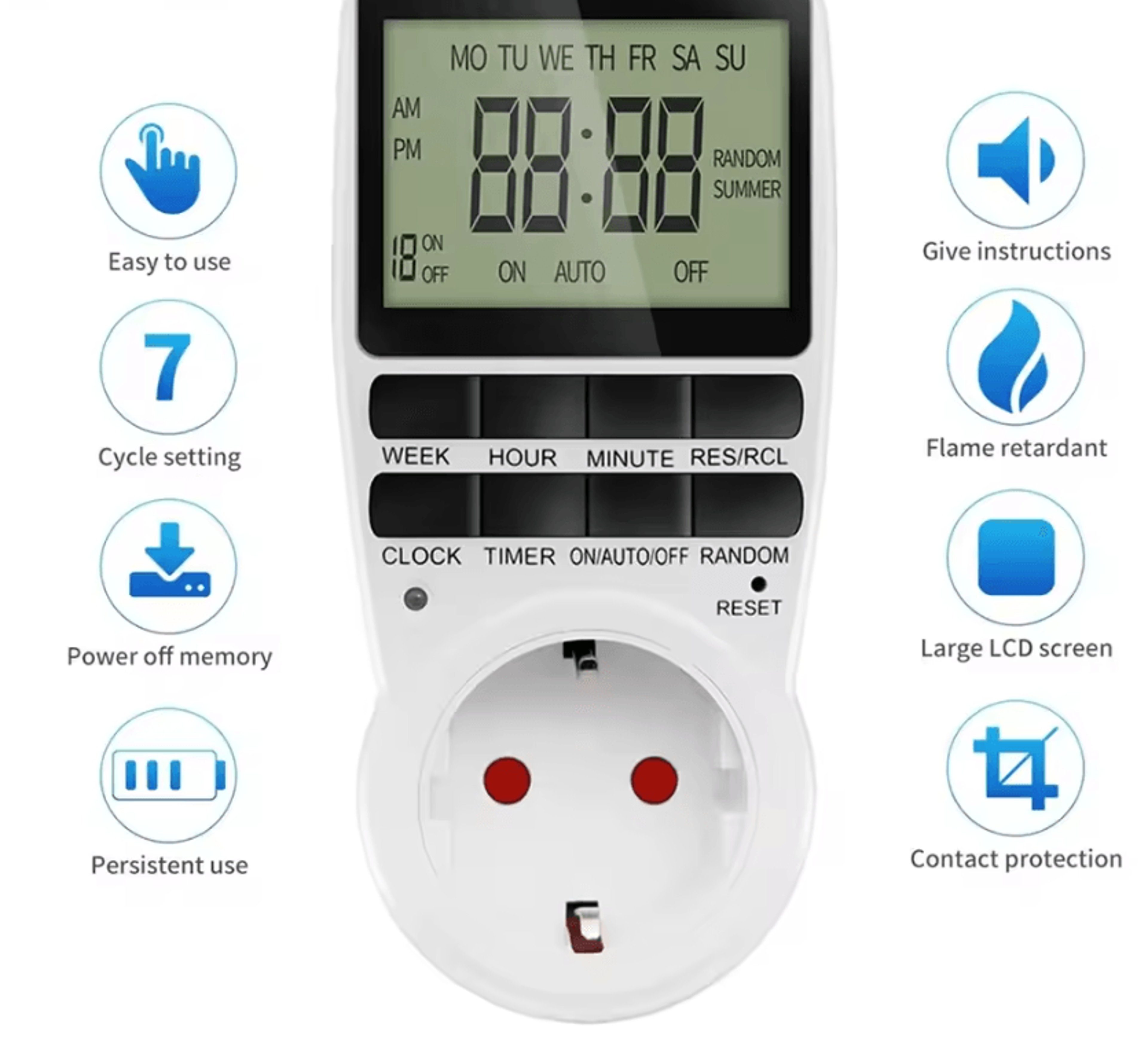 digital programmable timer switch 12/24 hour electronic socket outlet for kitchen appliances with eu uk us au fr plug op